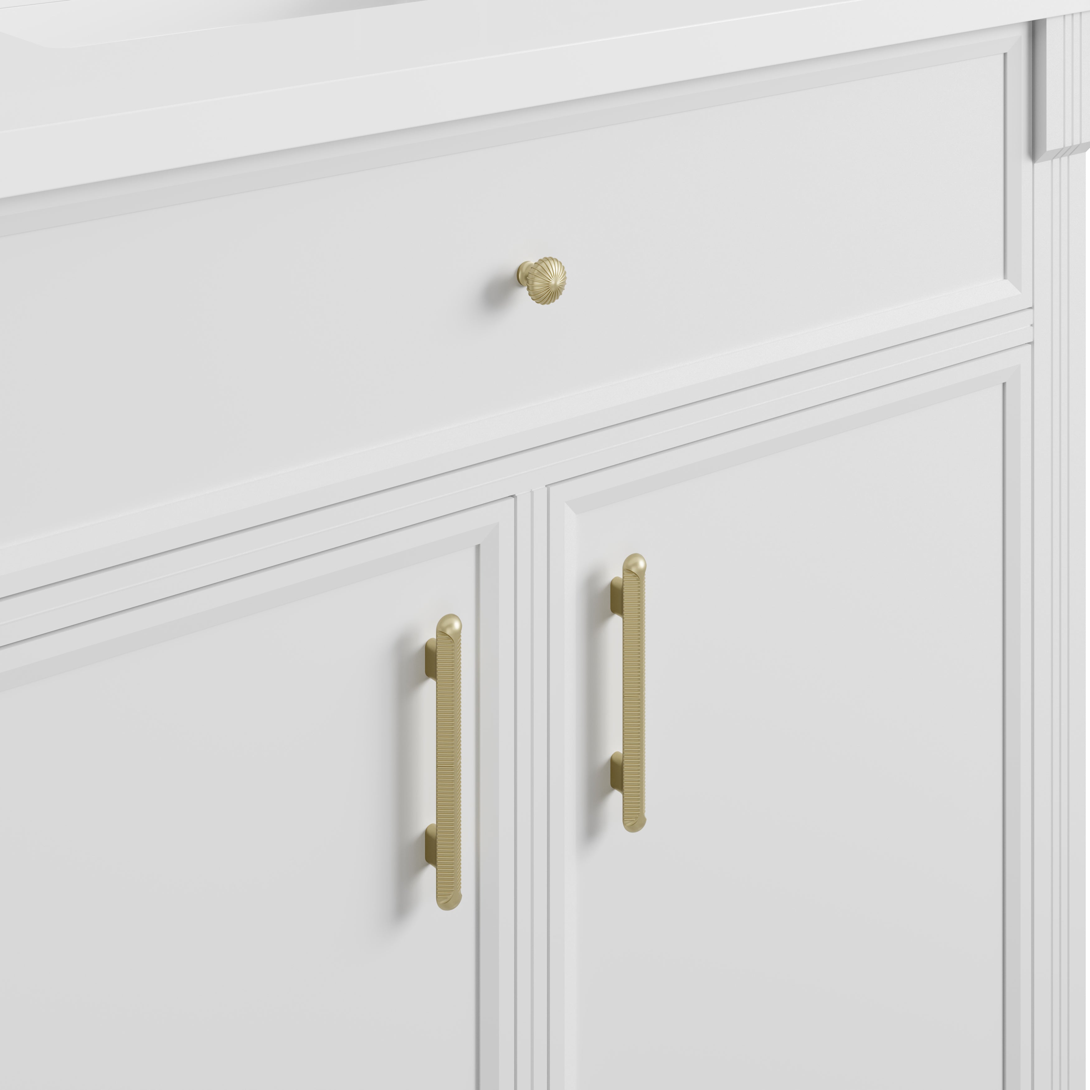 Bellshire 96" Dual Vanity Set with 24" Make-Up Counter - 3cm Stone Top