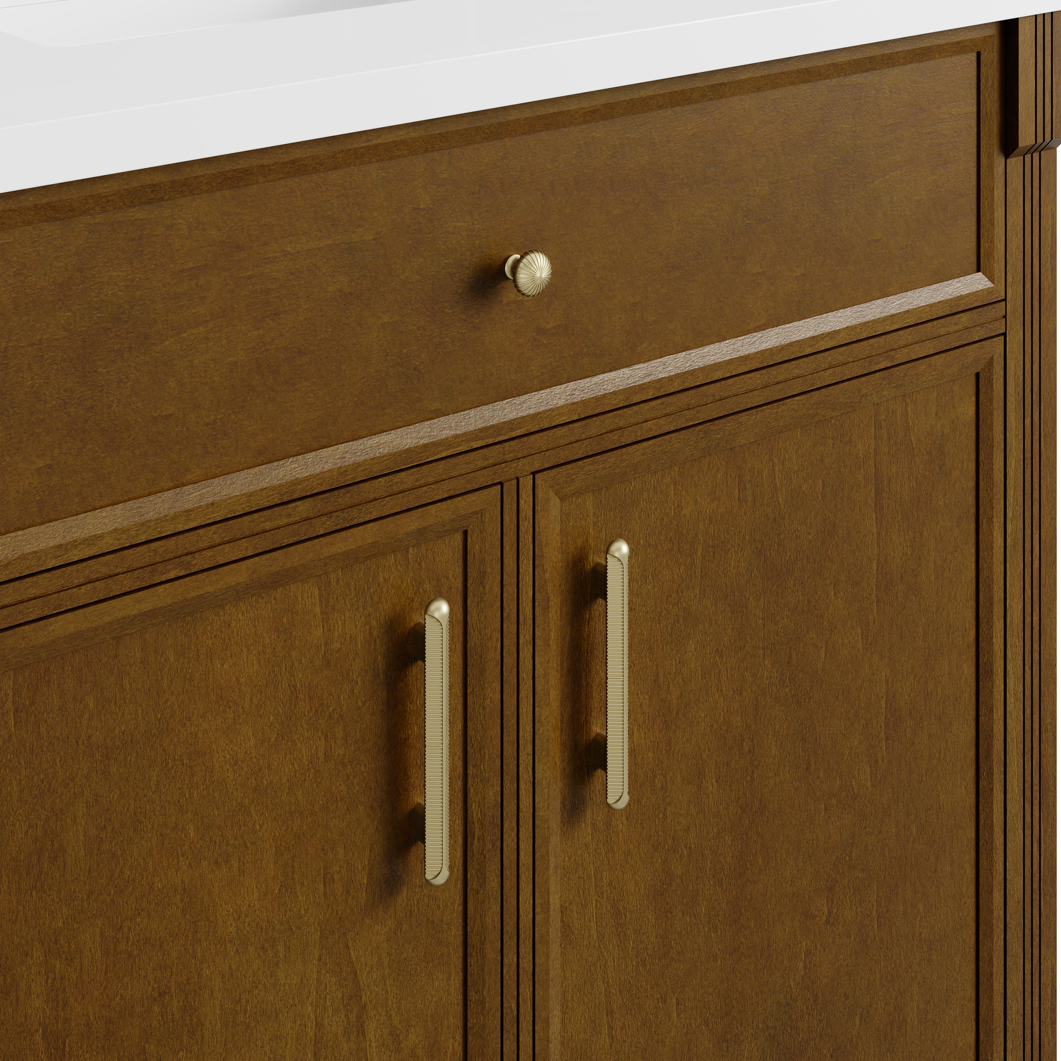 Bellshire 96" Dual Vanity Set with 24" Make-Up Counter - 3cm Stone Top