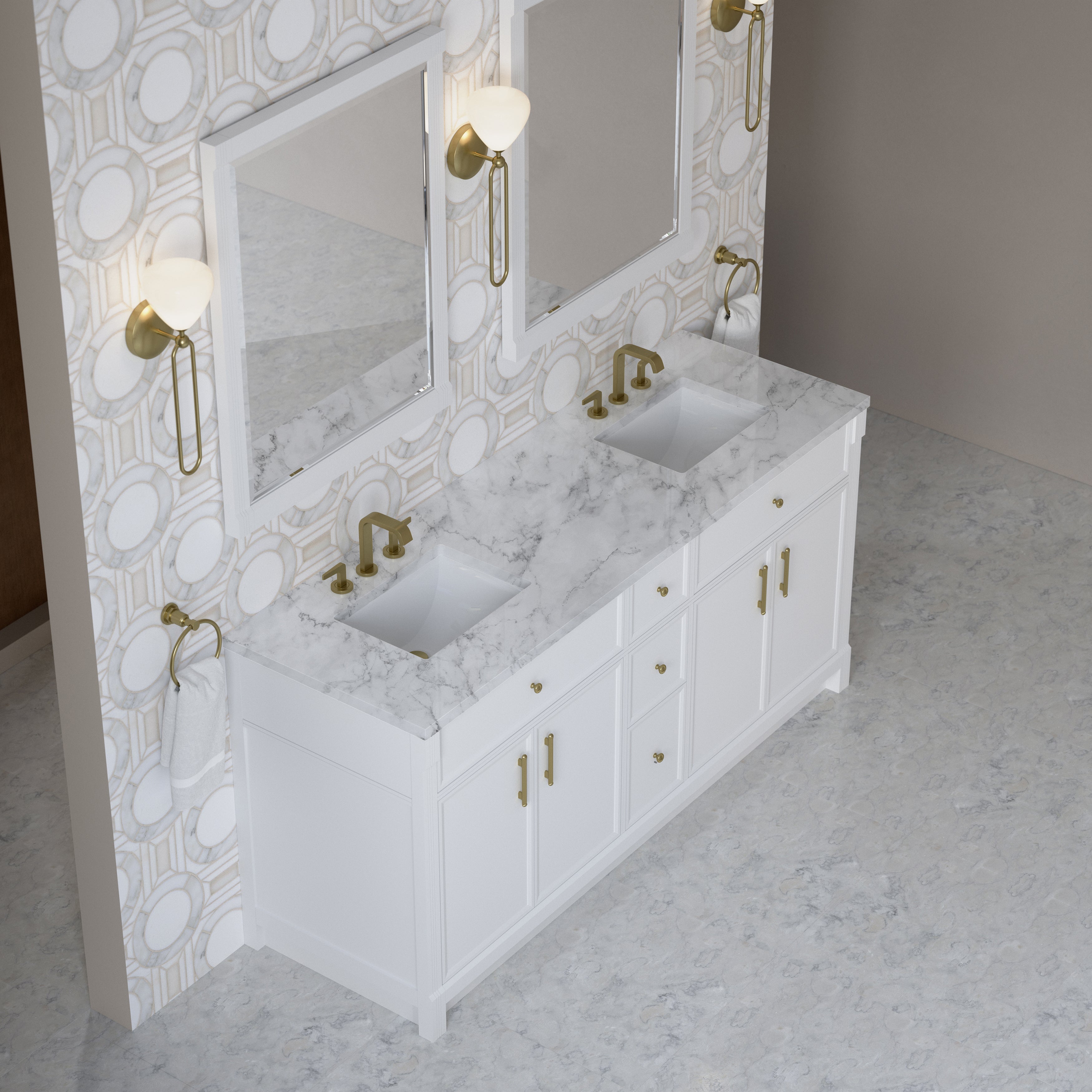 Bellshire 72" Double Vanity - 3cm Stone Top