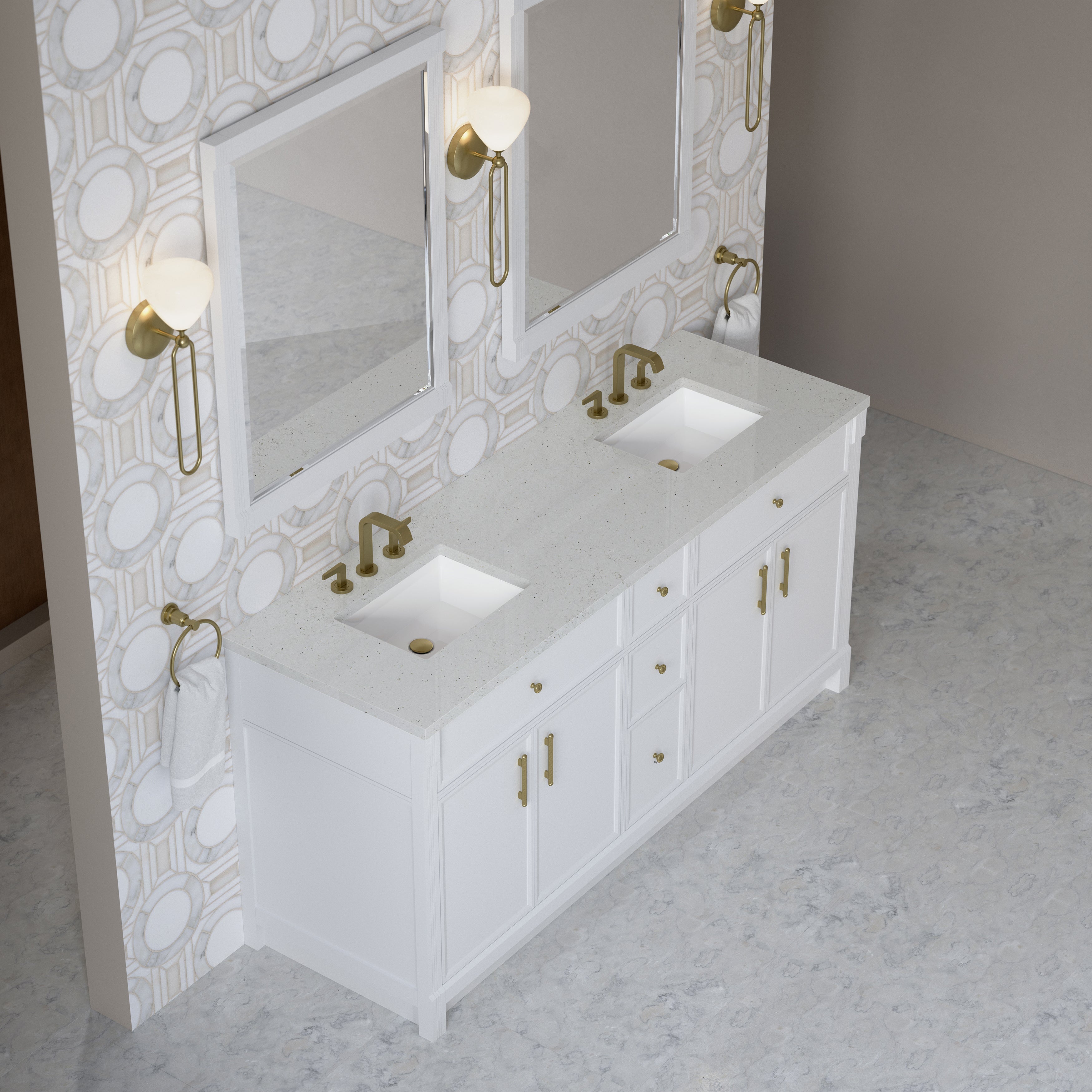 Bellshire 72" Double Vanity - 3cm Stone Top