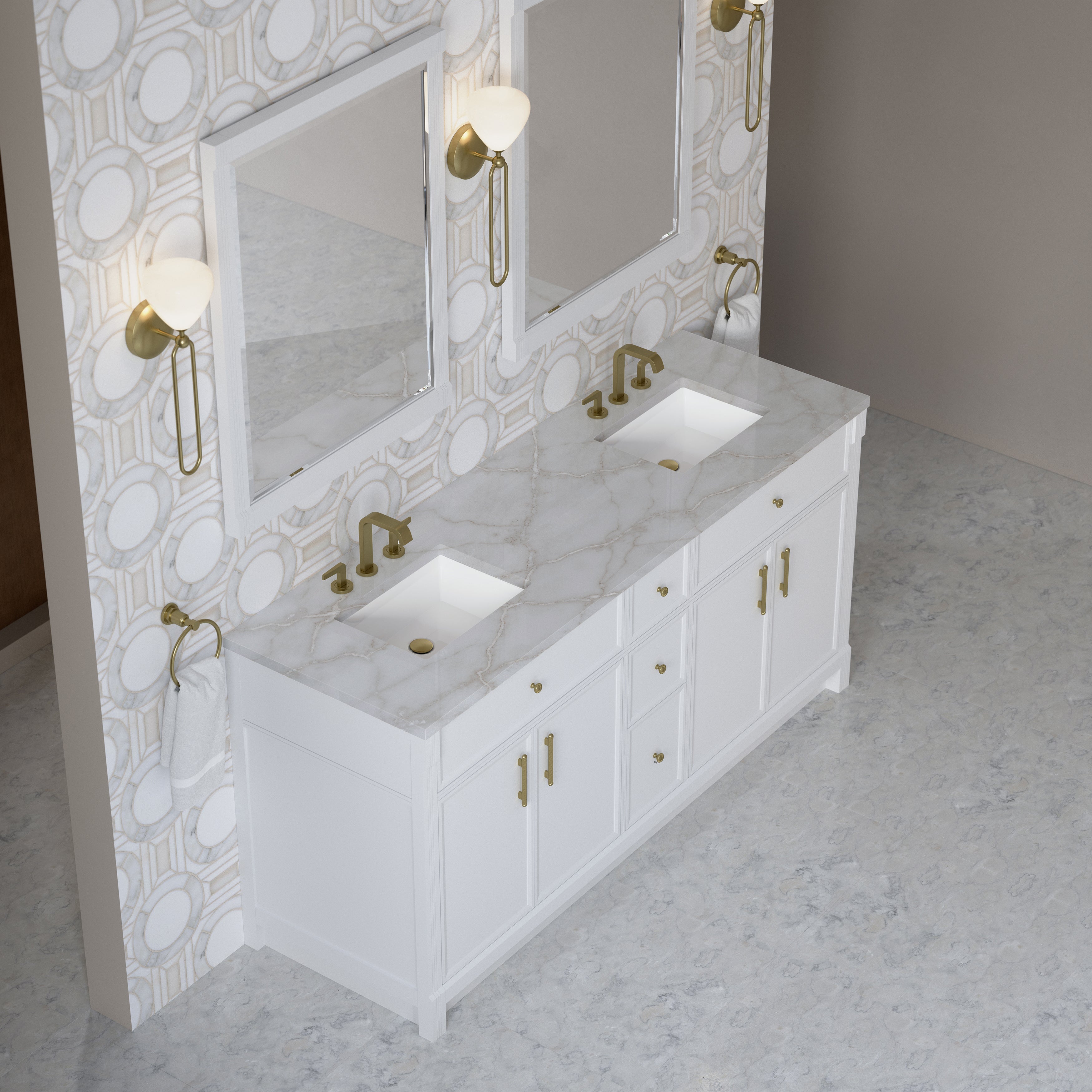 Bellshire 72" Double Vanity - 3cm Stone Top