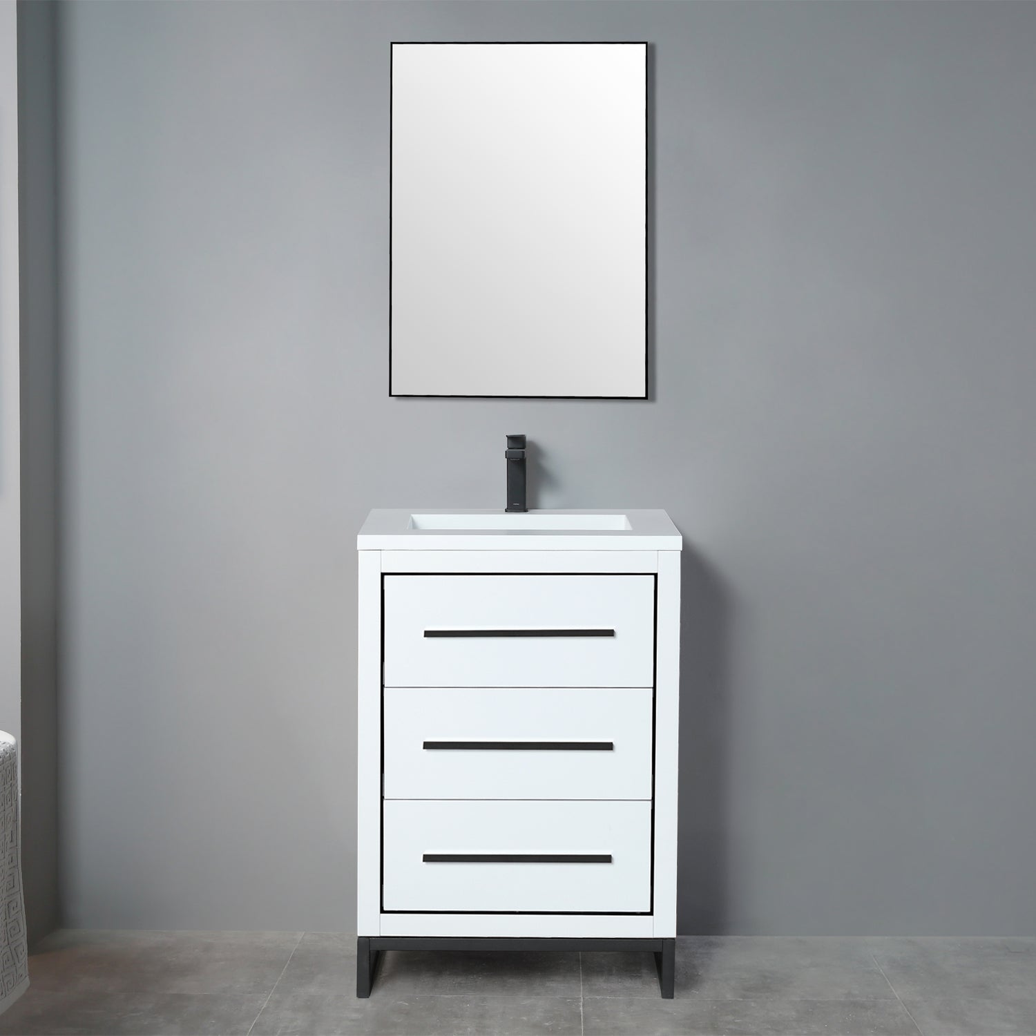 Vanity Adrian 25 - Integrated Solid Surface - Rectangular