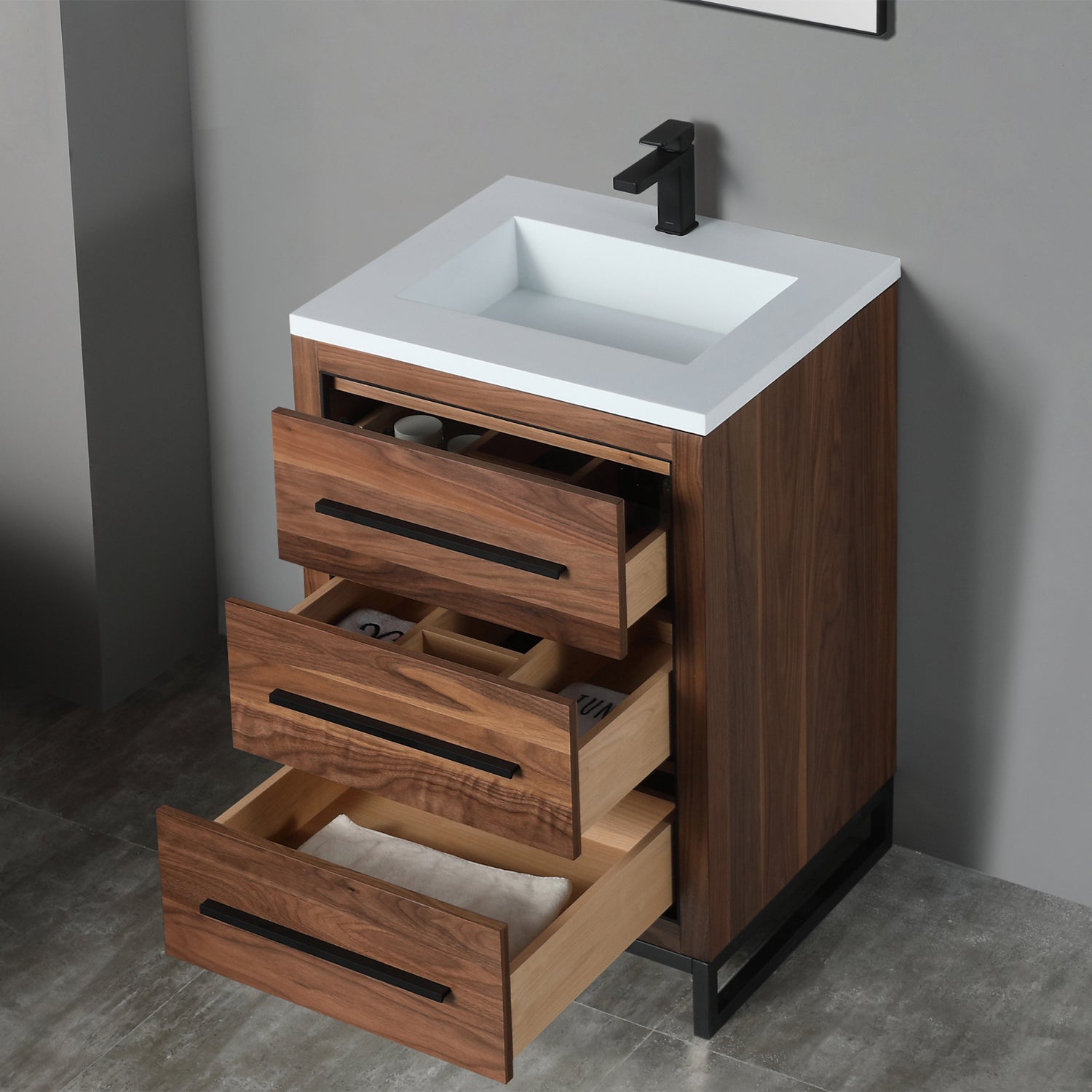 Vanity Adrian 25 - Integrated Solid Surface - Rectangular