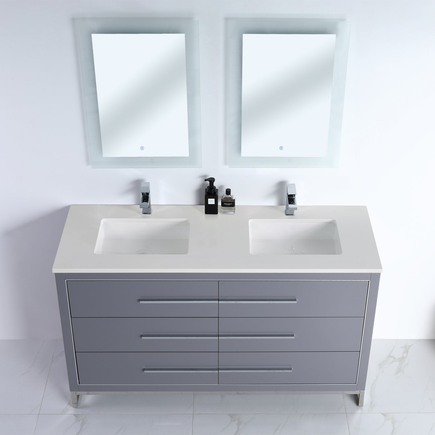 Adrian 60" Double Vanity - 2cm Artificial Stone Top