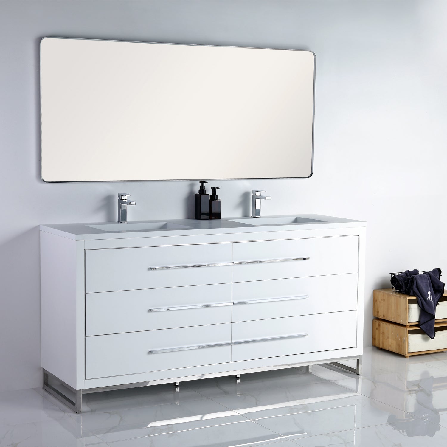Vanity Adrian 72 - Integrated Solid Surface - Rectangular