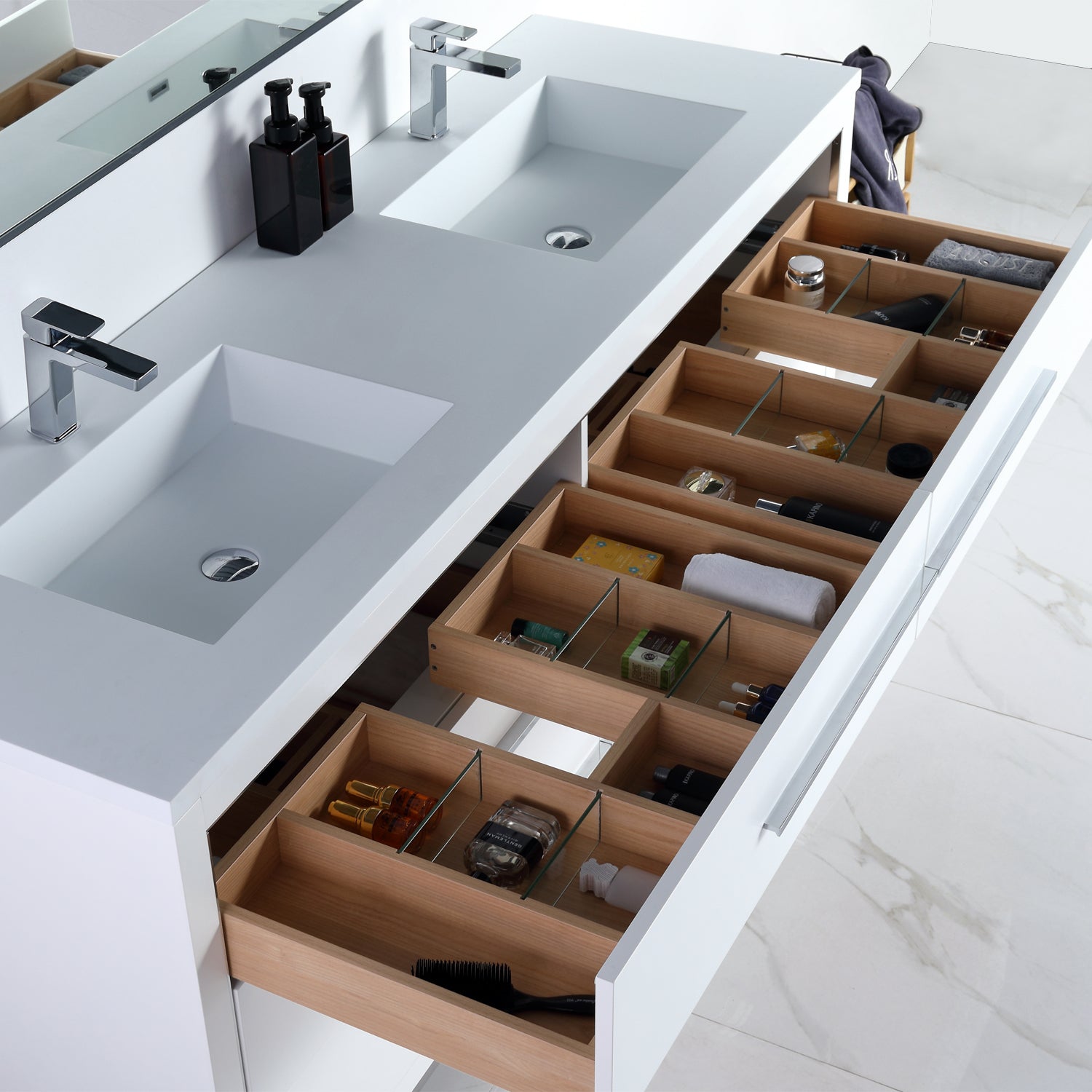 Vanity Adrian 72 - Integrated Solid Surface - Rectangular