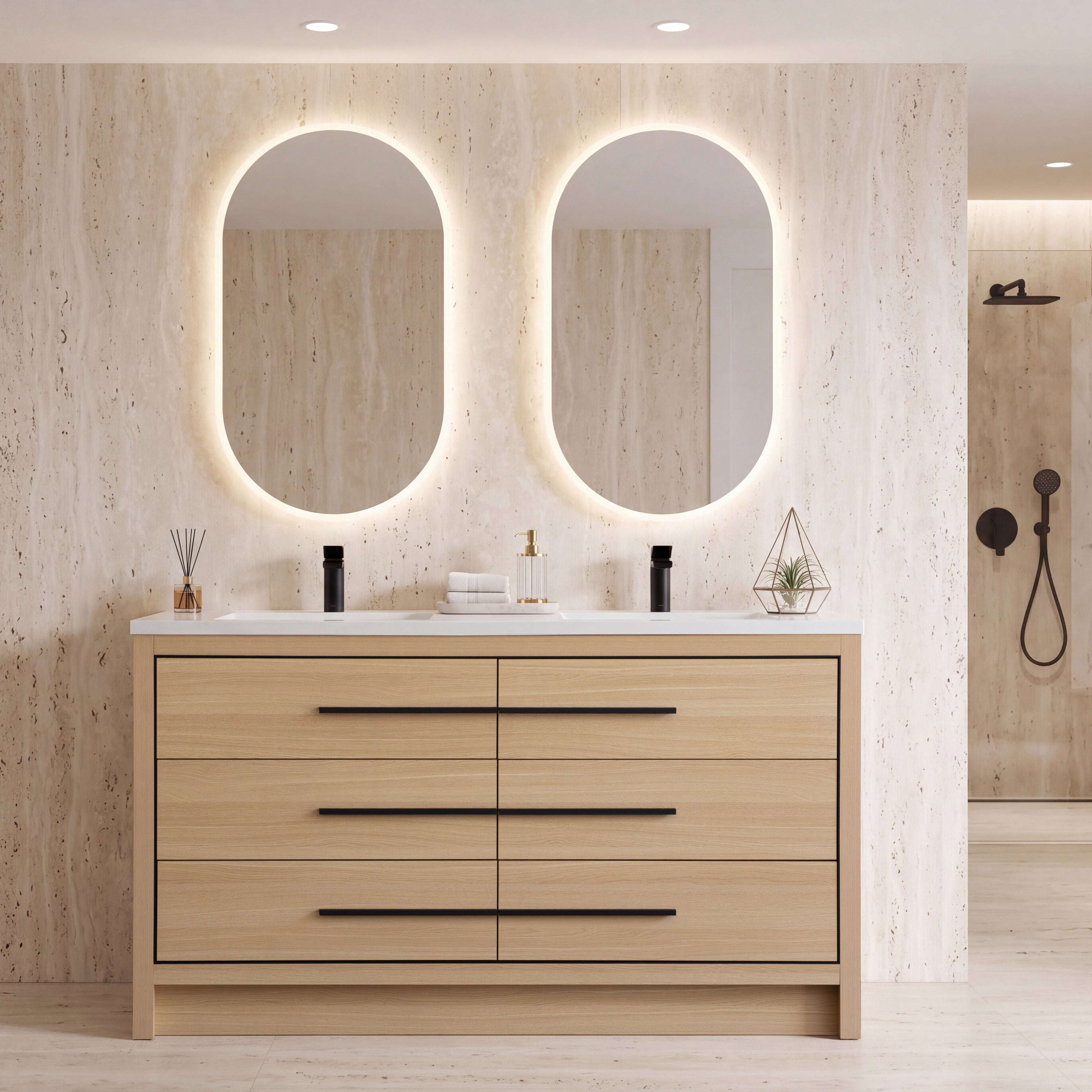 Vanity Aspen 60D - Integrated Solid Surface - Rectangular