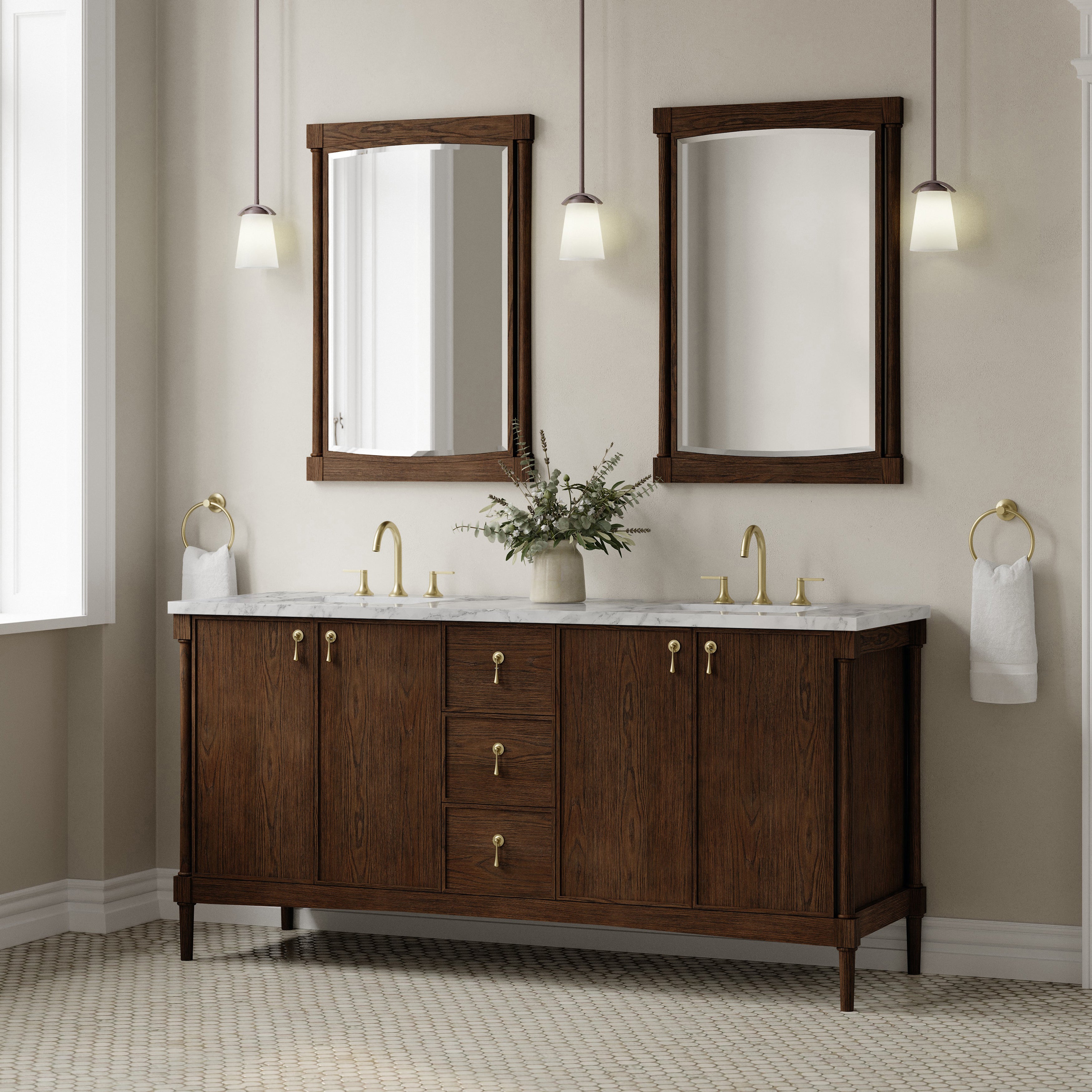 Kinnsden 72" Double Vanity - 3cm Stone Top