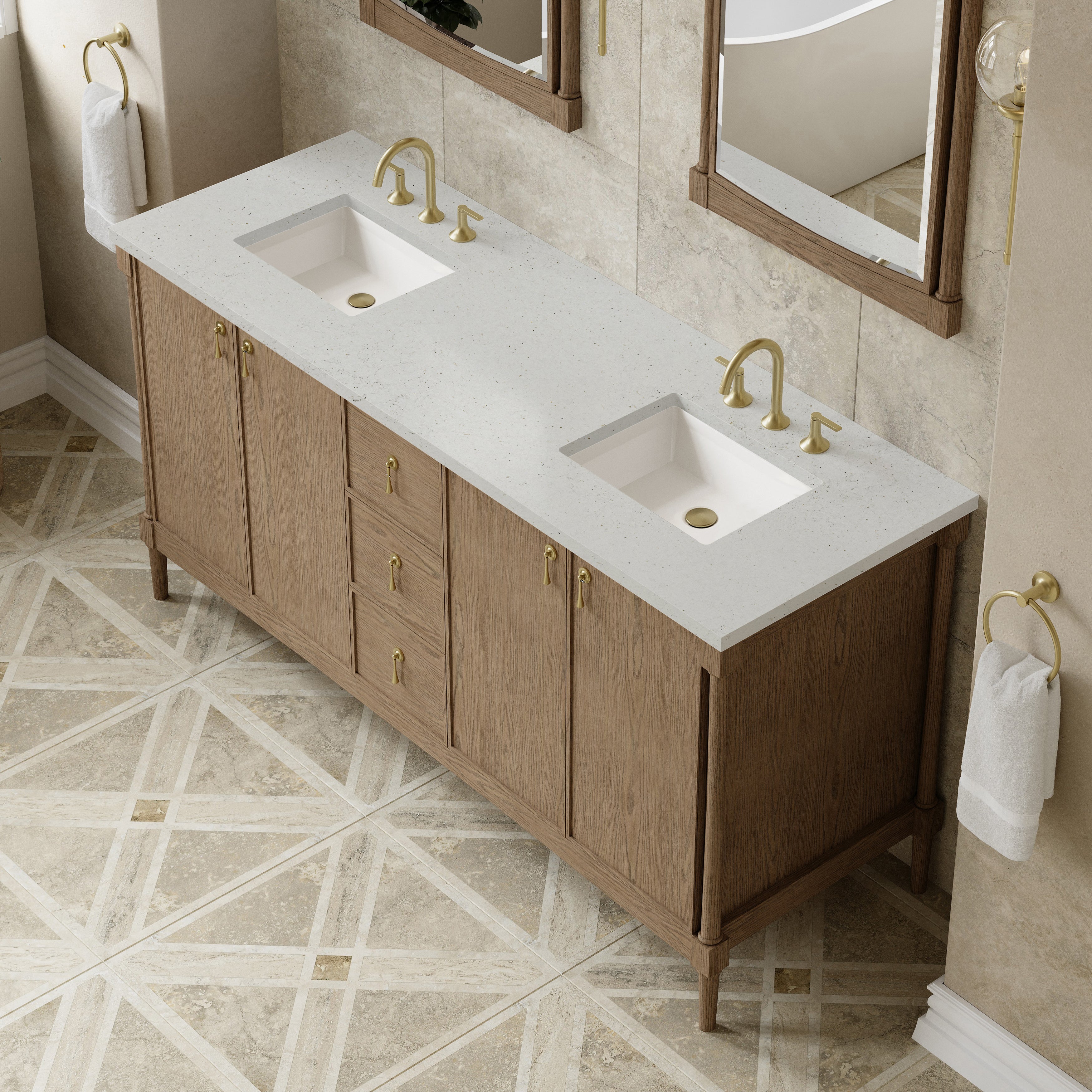 Kinnsden 72" Double Vanity - 3cm Stone Top
