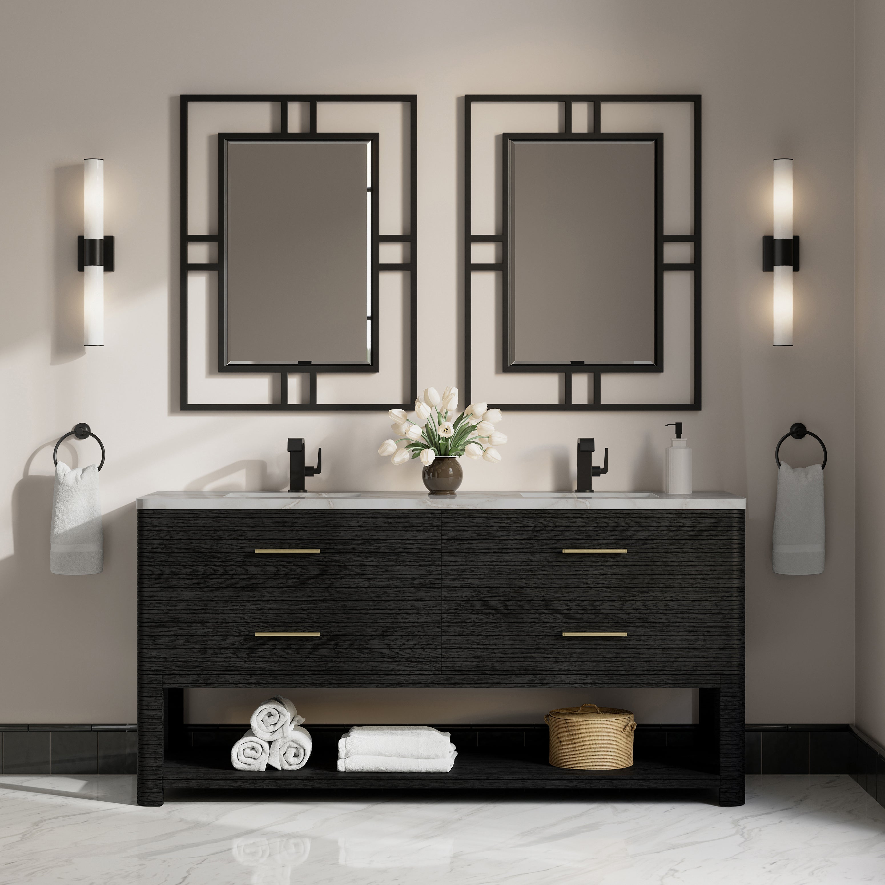 Lucian 72" Double Vanity - 3cm Stone Top