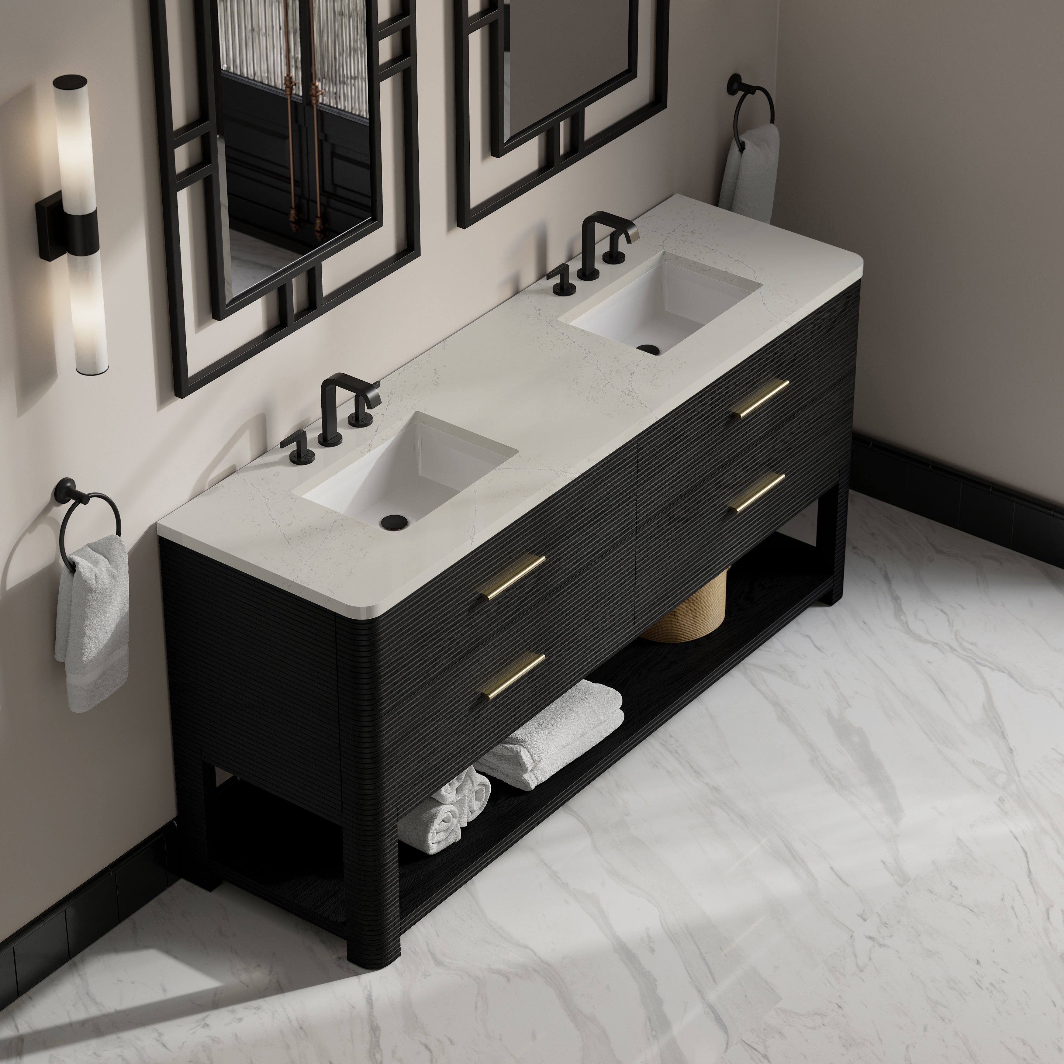 Lucian 72" Double Vanity - 3cm Stone Top