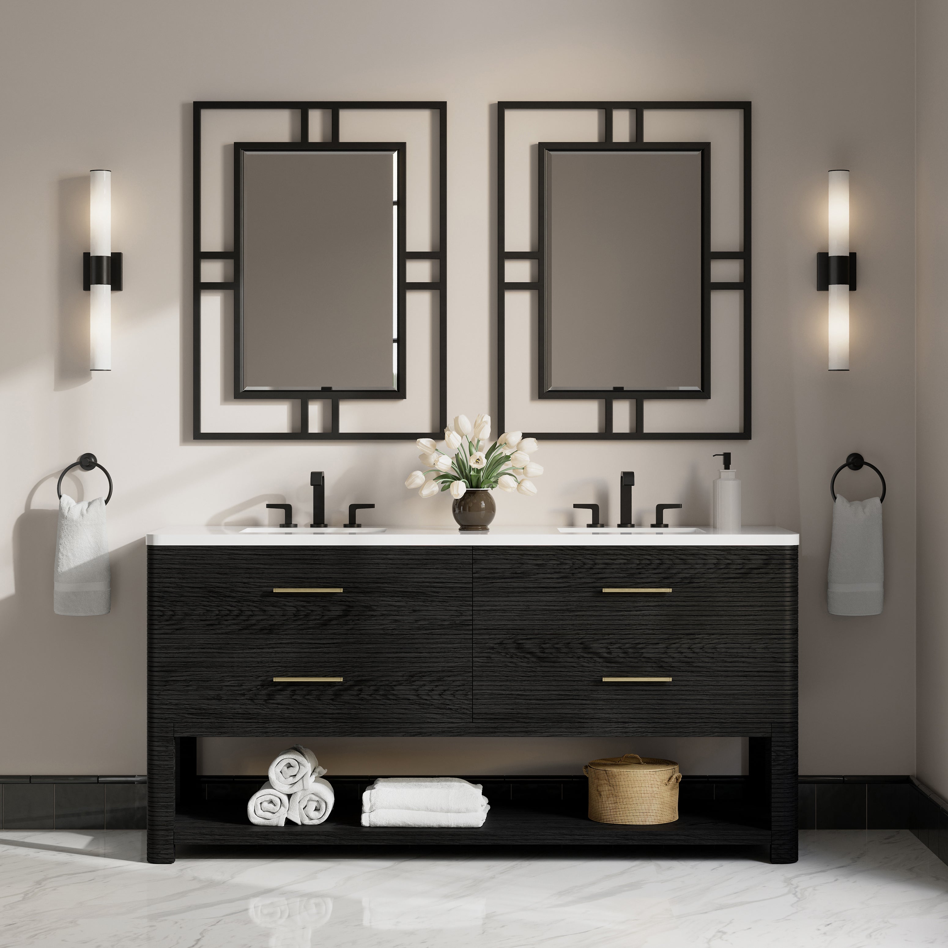 Lucian 72" Double Vanity - 3cm Stone Top