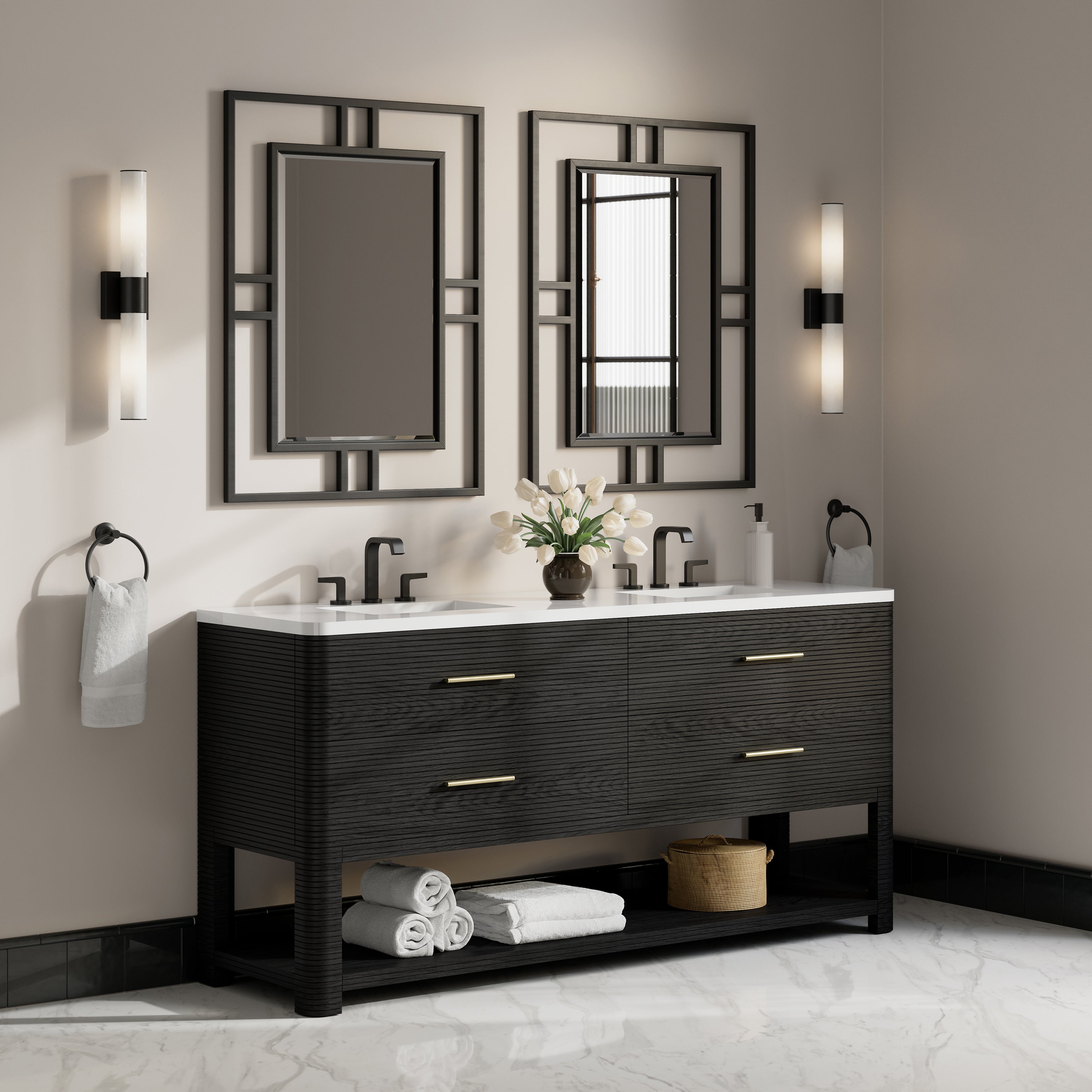 Lucian 72" Double Vanity - 3cm Stone Top