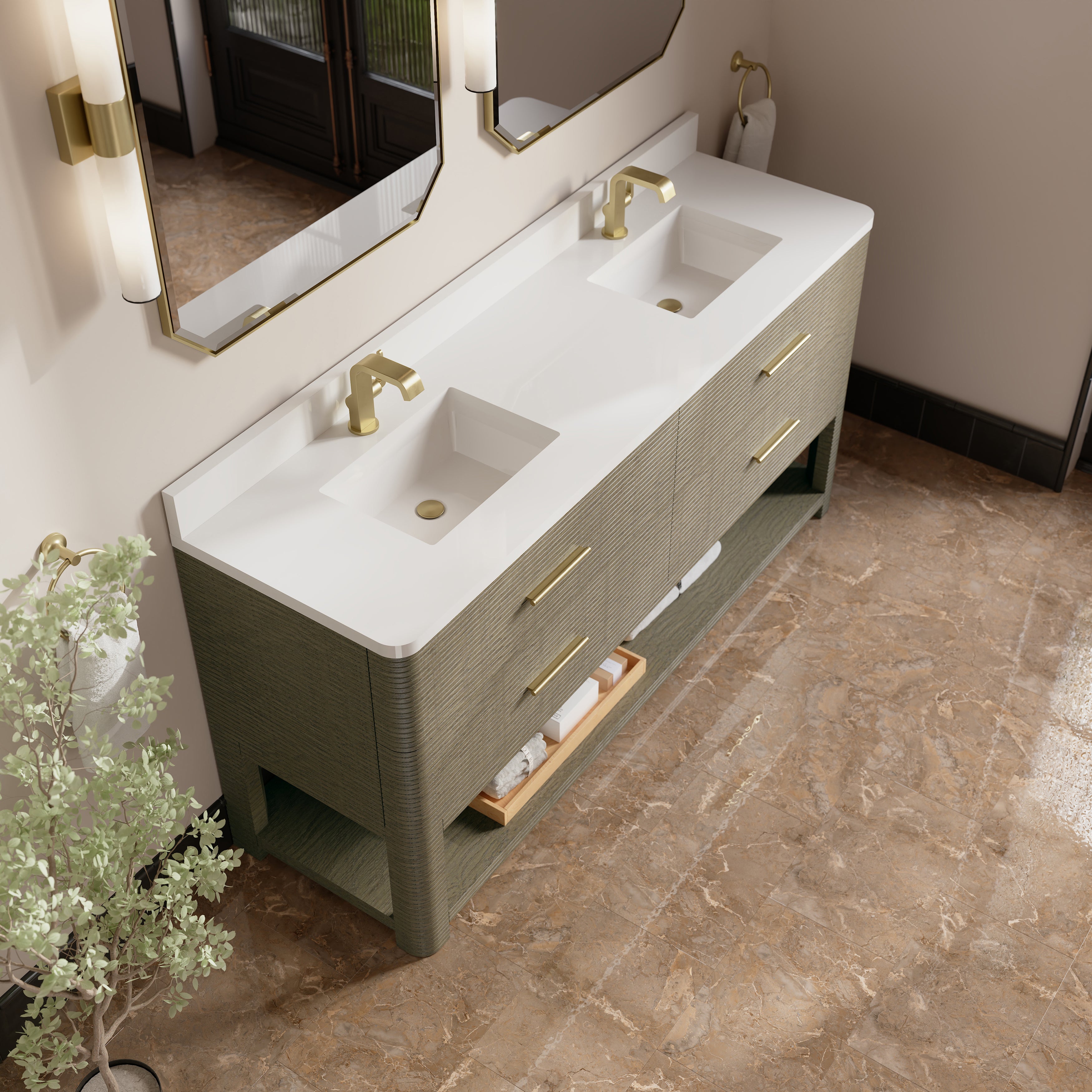 Lucian 72" Double Vanity - 3cm Stone Top