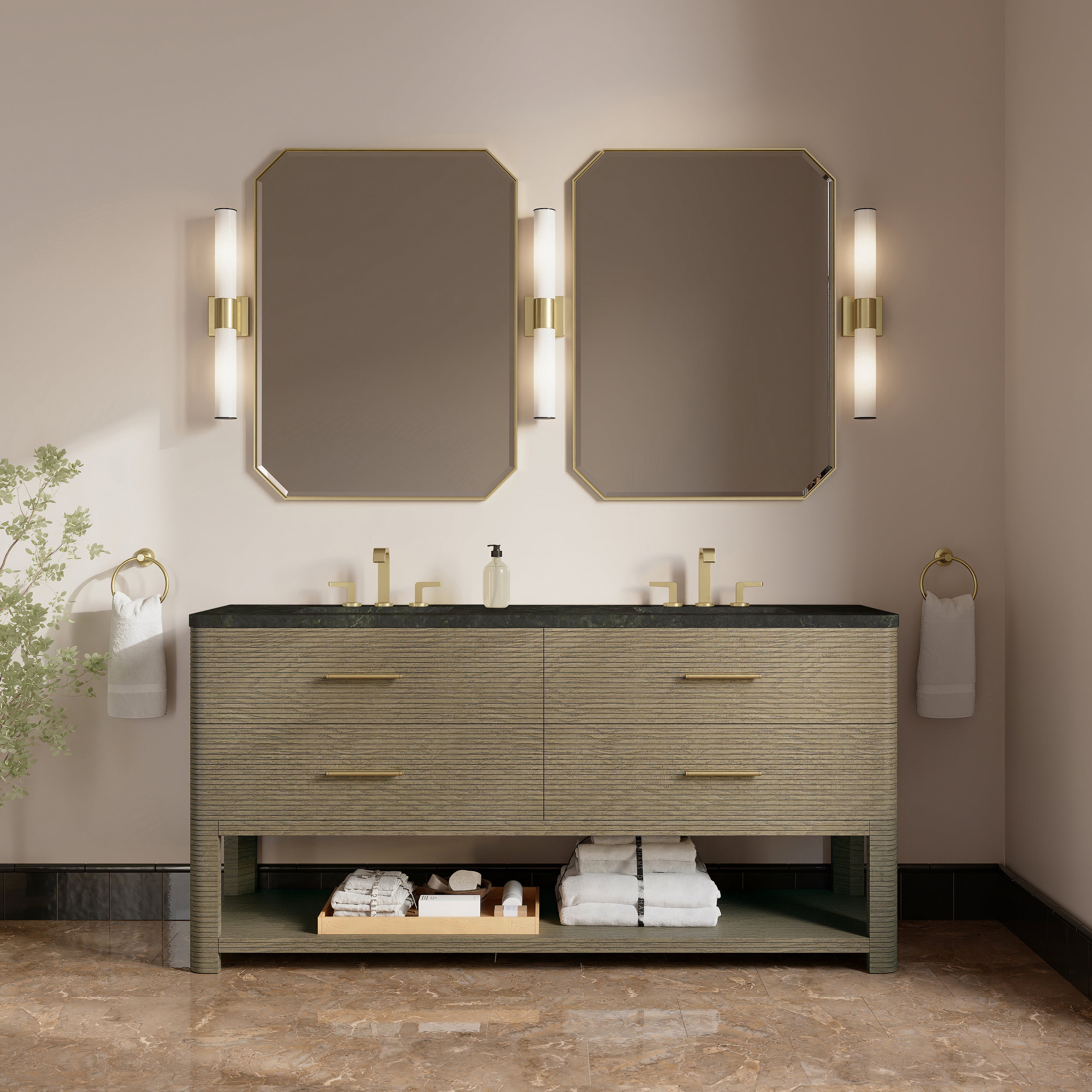 Lucian 72" Double Vanity - 3cm Stone Top