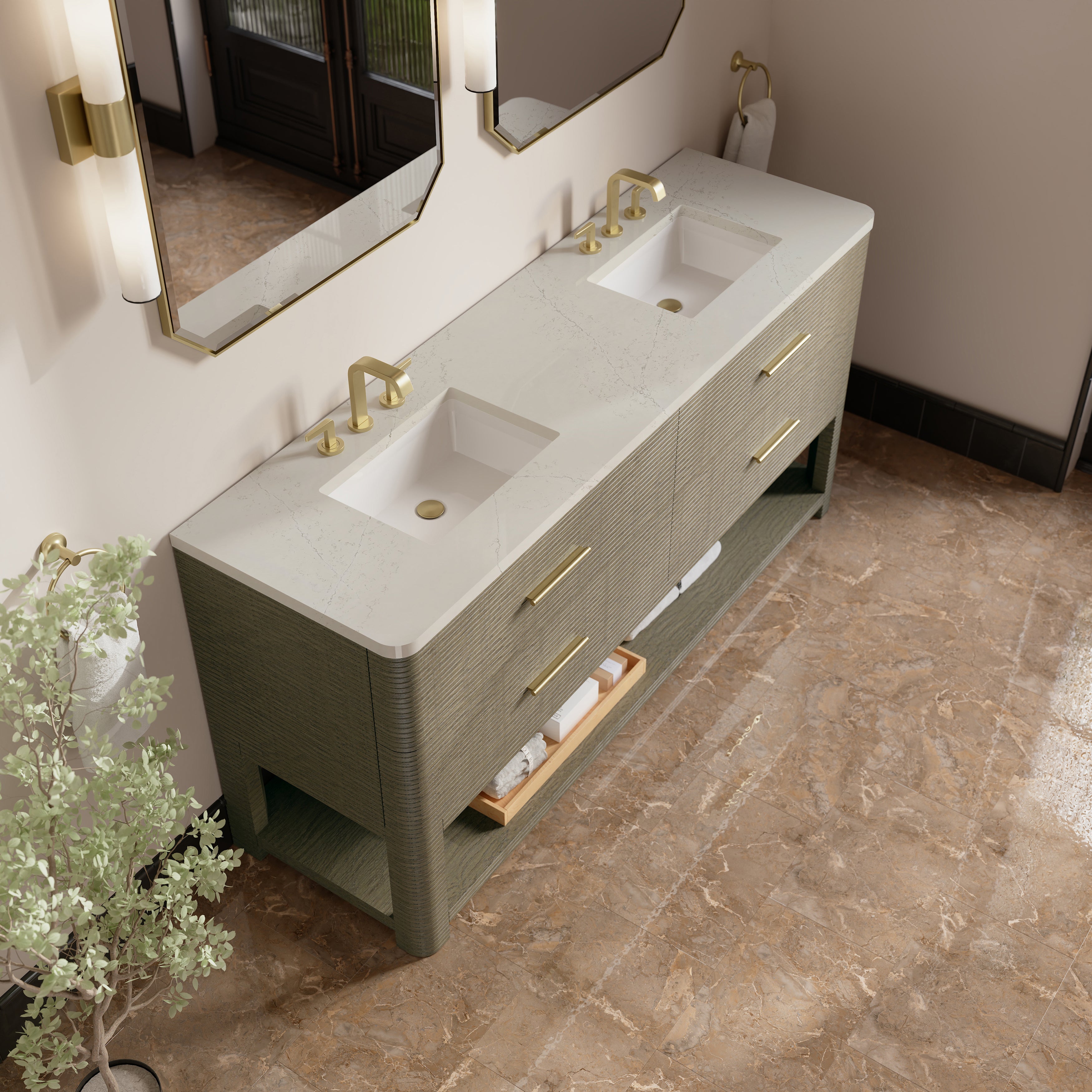 Lucian 72" Double Vanity - 3cm Stone Top