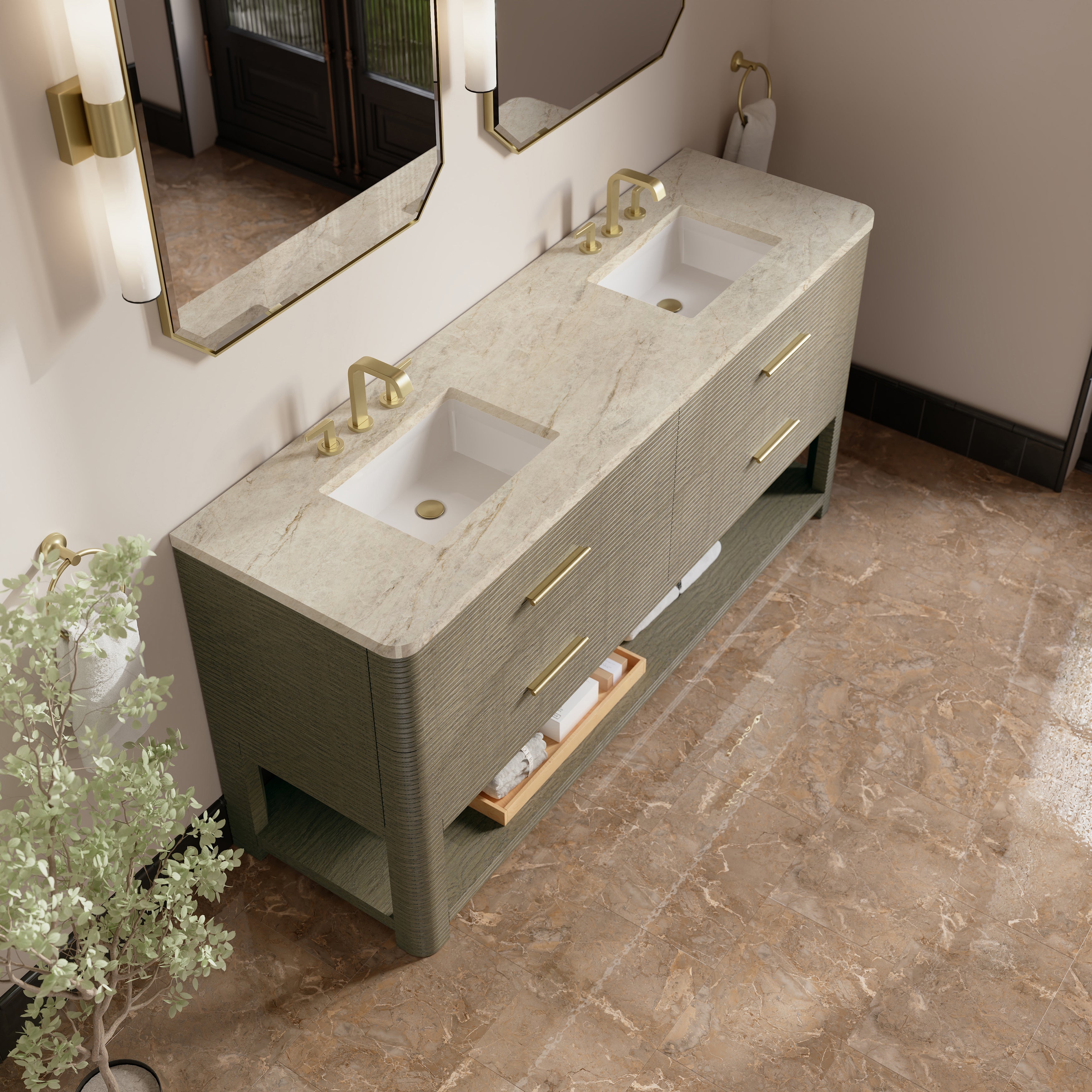 Lucian 72" Double Vanity - 3cm Stone Top