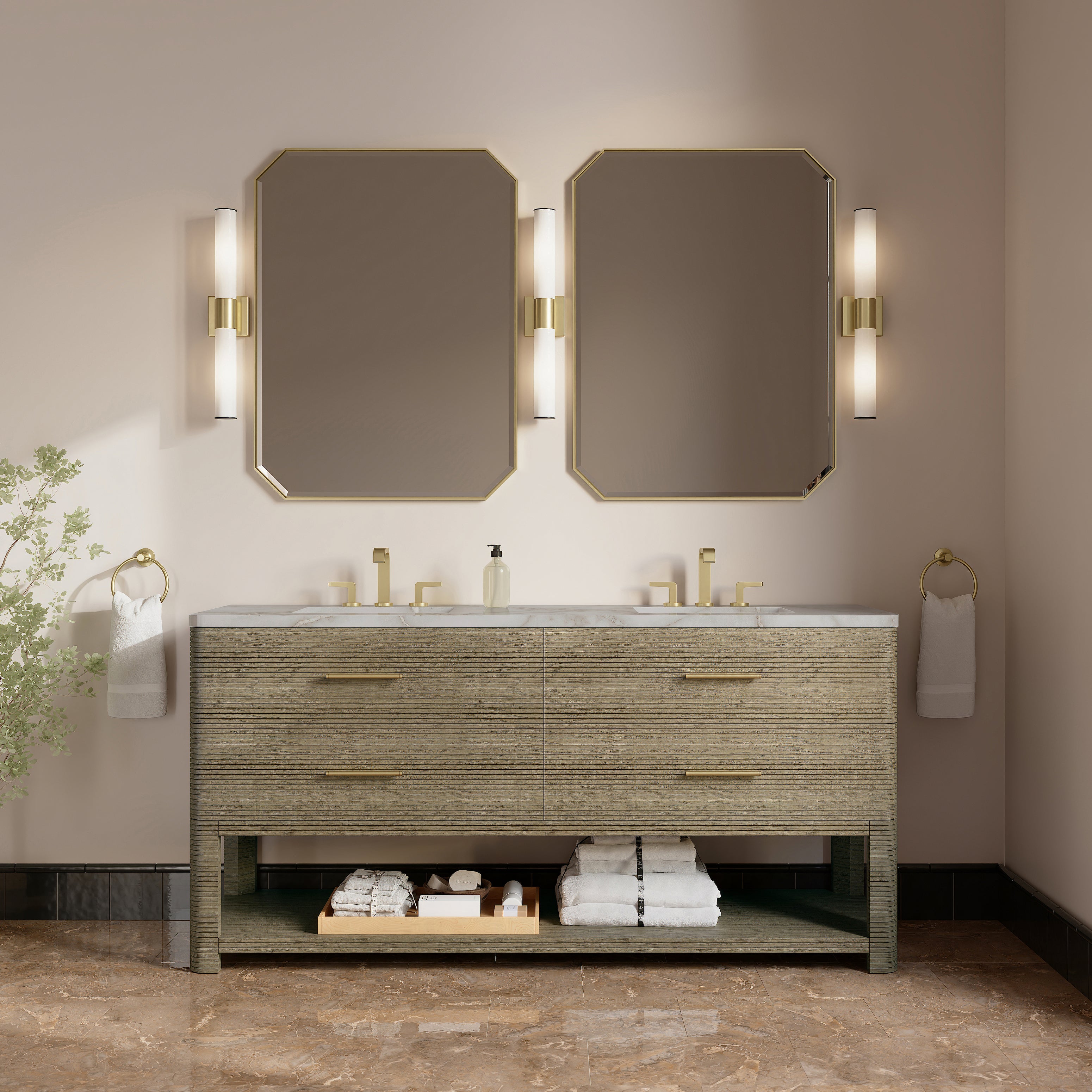 Lucian 72" Double Vanity - 3cm Stone Top