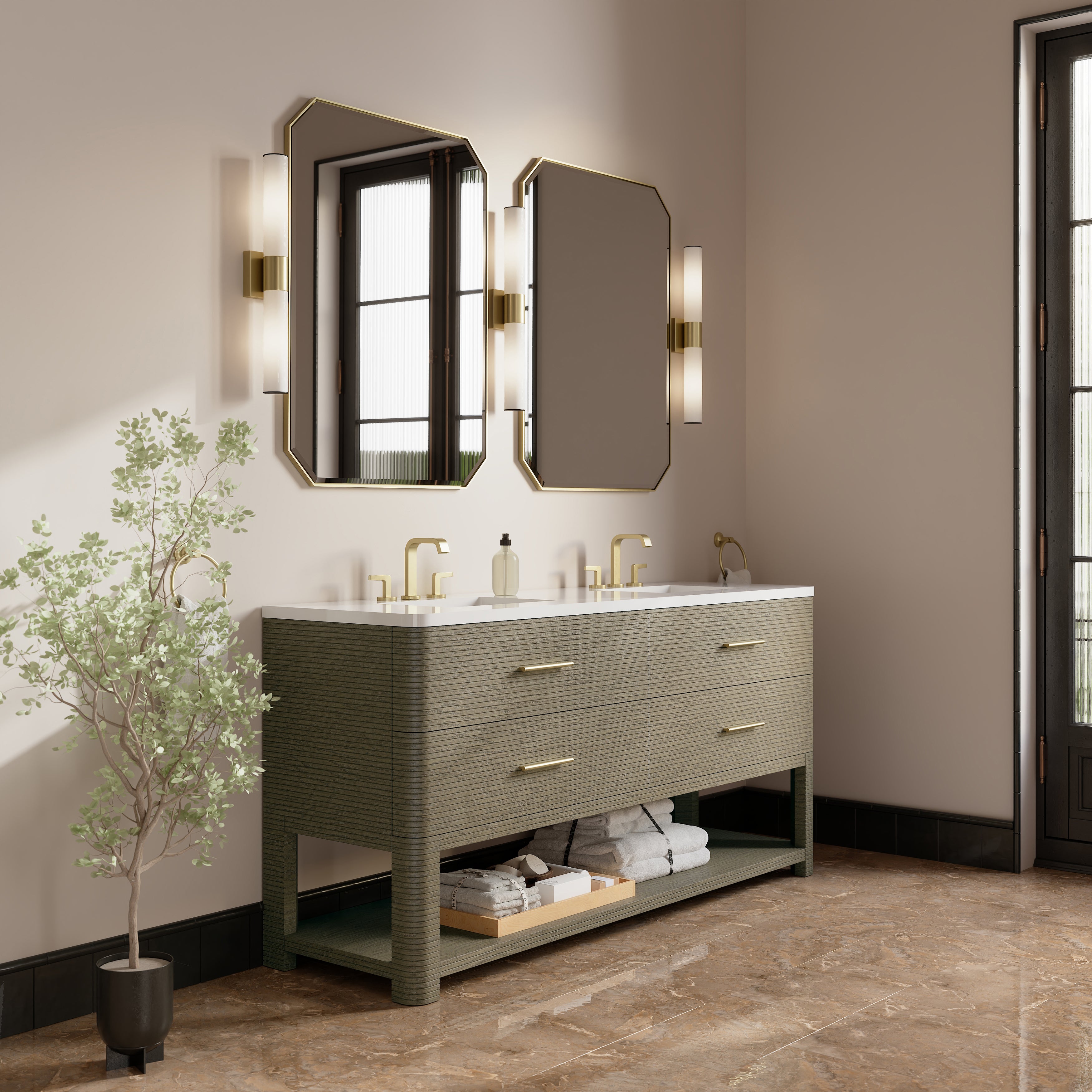 Lucian 72" Double Vanity - 3cm Stone Top