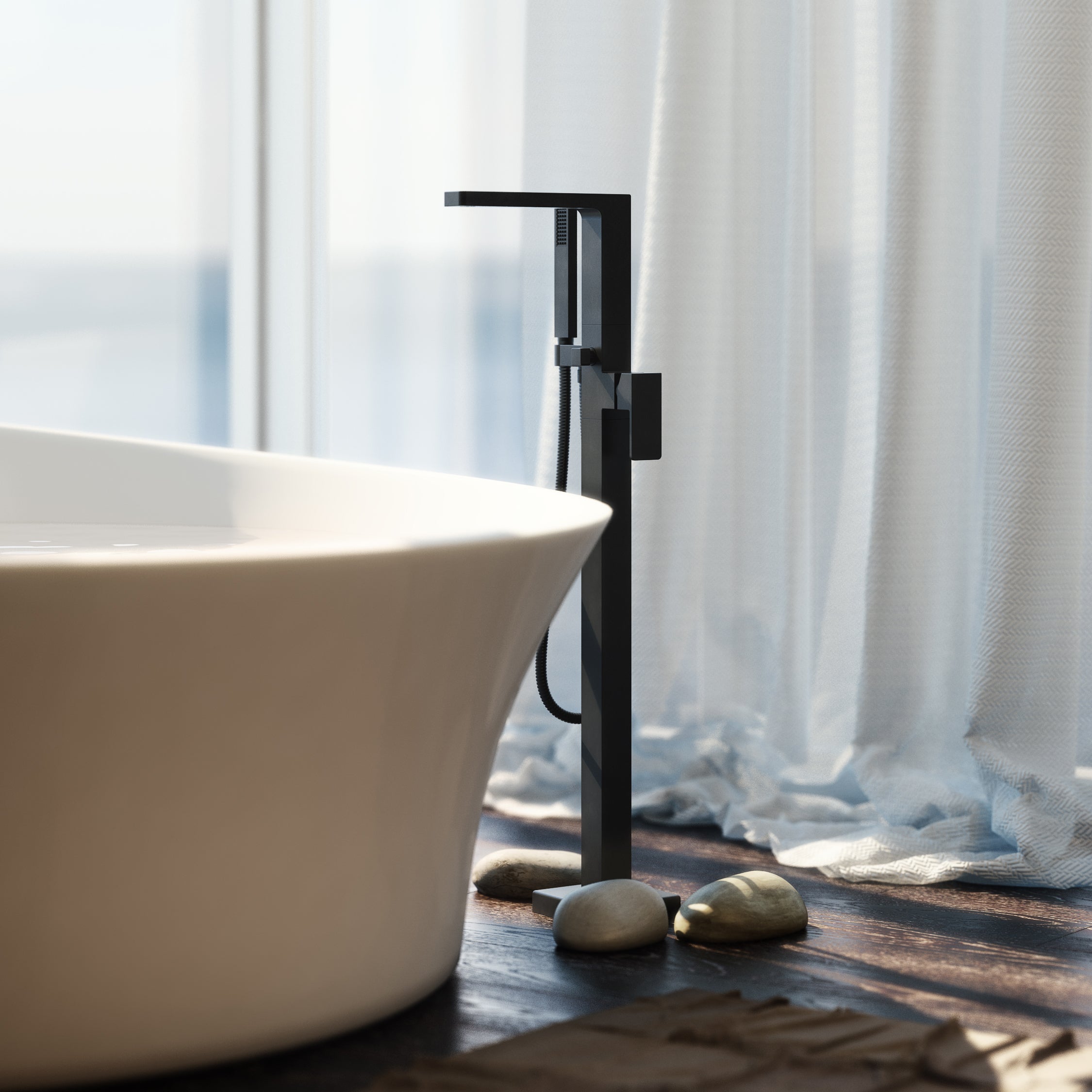 Serie 196™ - Freestanding Floor Mount Tub Filler With Hand Shower