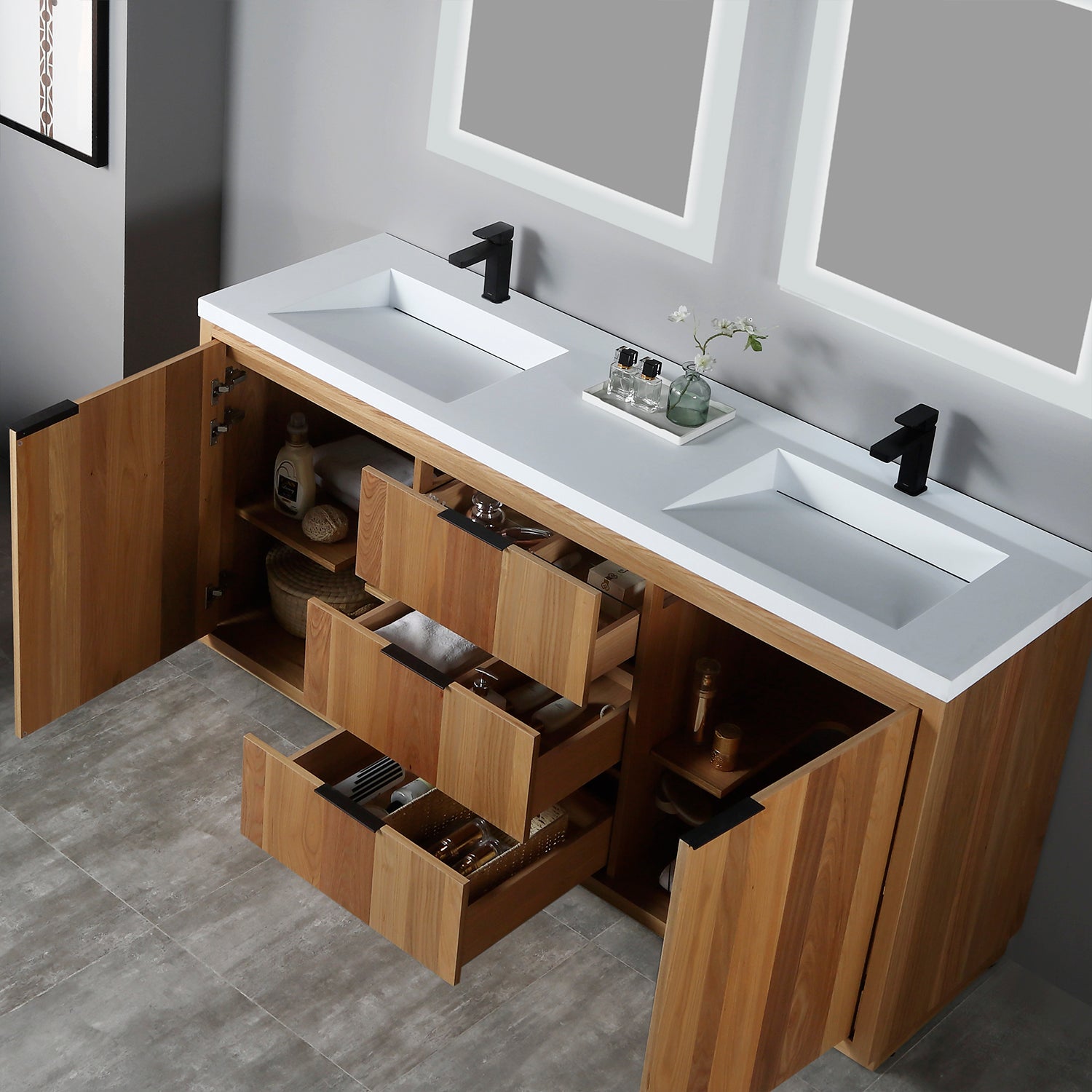 Vanity Hudson 72D - Solid Surface - Infinity Sink