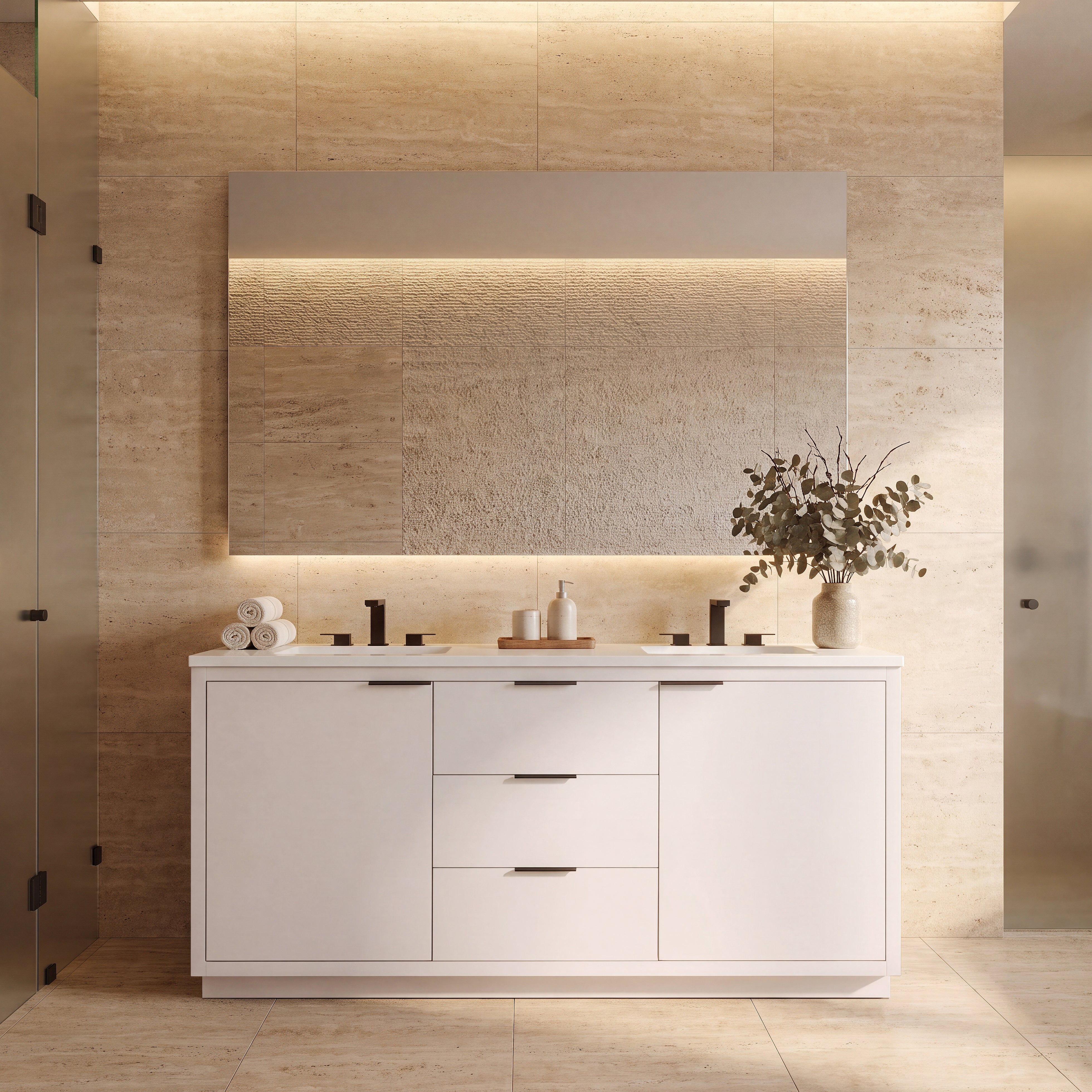 Hudson 72" Double Vanity - Integrated Rectangular Top