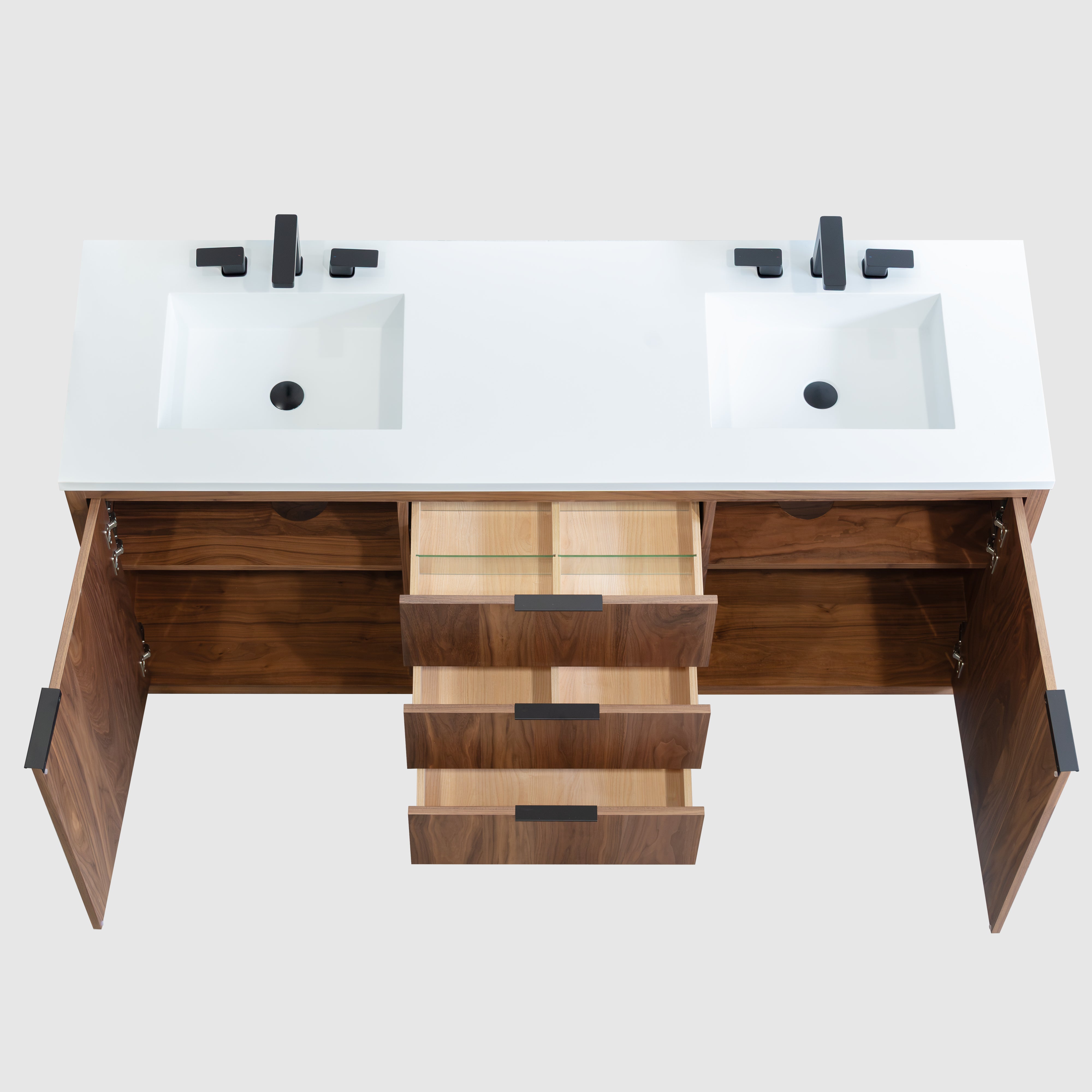 Hudson 72" Double Vanity - Integrated Rectangular Top