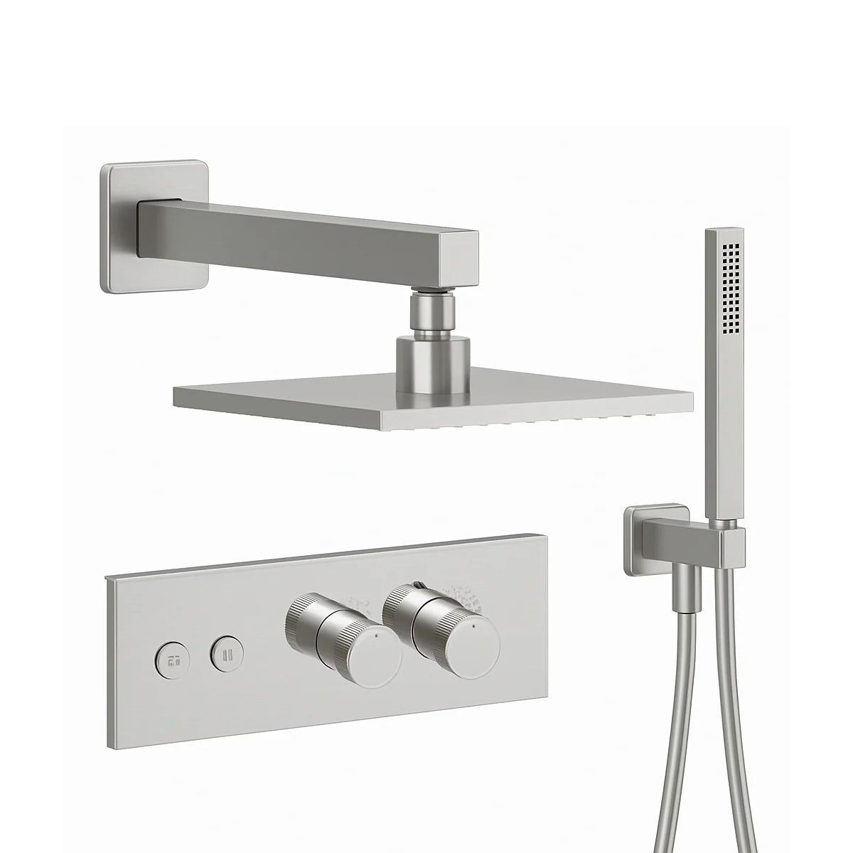 Linea Box 2-Way Horizontal Shower Kit - Square Shower Head and Hand Held