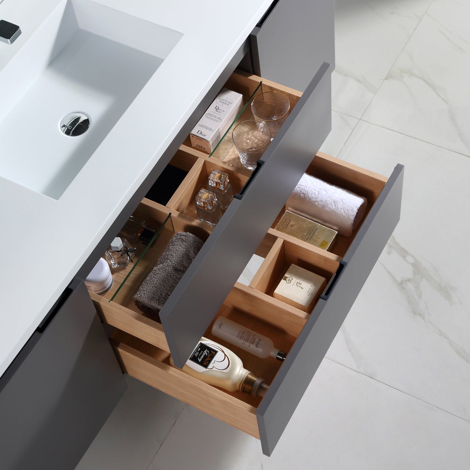 Vanity Logan 60S - Integrated Solid Surface - Rectangular