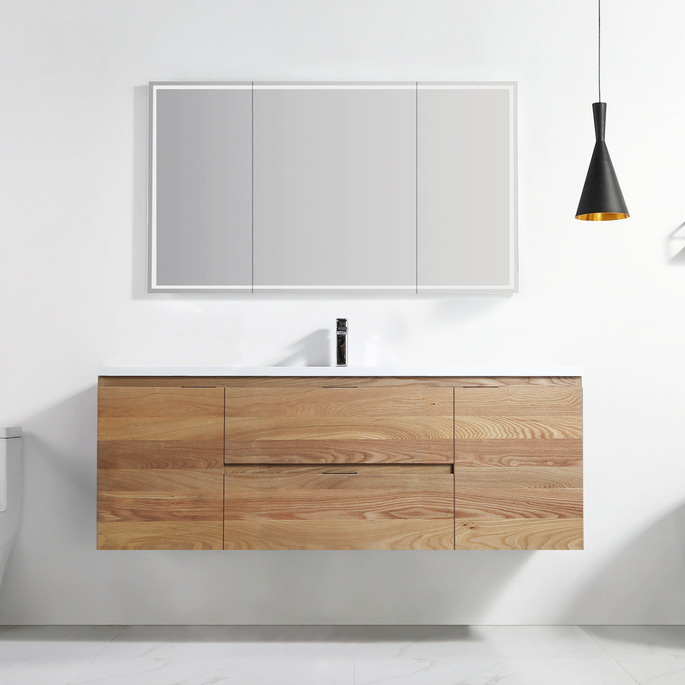 Vanity Logan 60S - Integrated Solid Surface - Rectangular