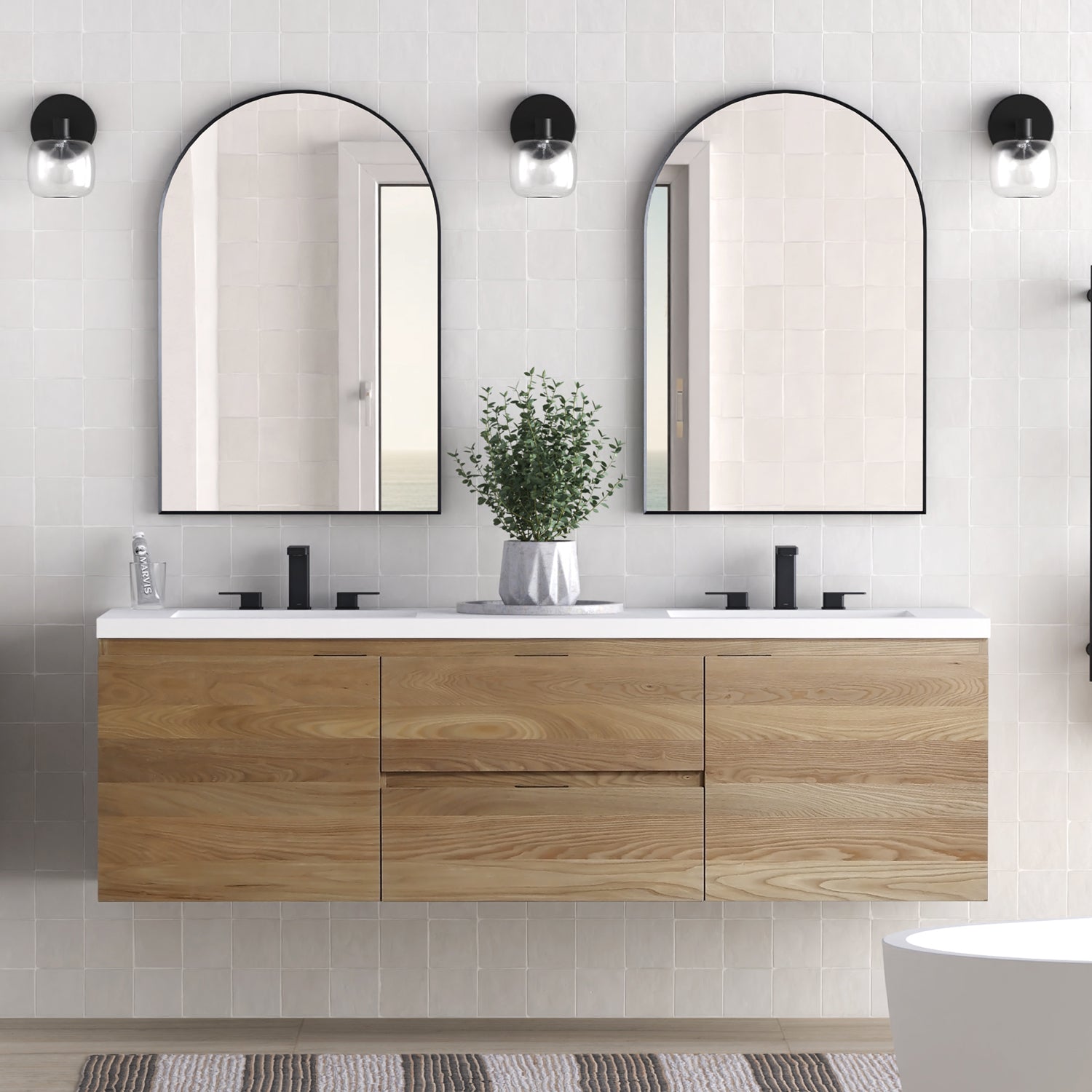 Vanity Logan 72D - Solid Surface - Infinity Sink