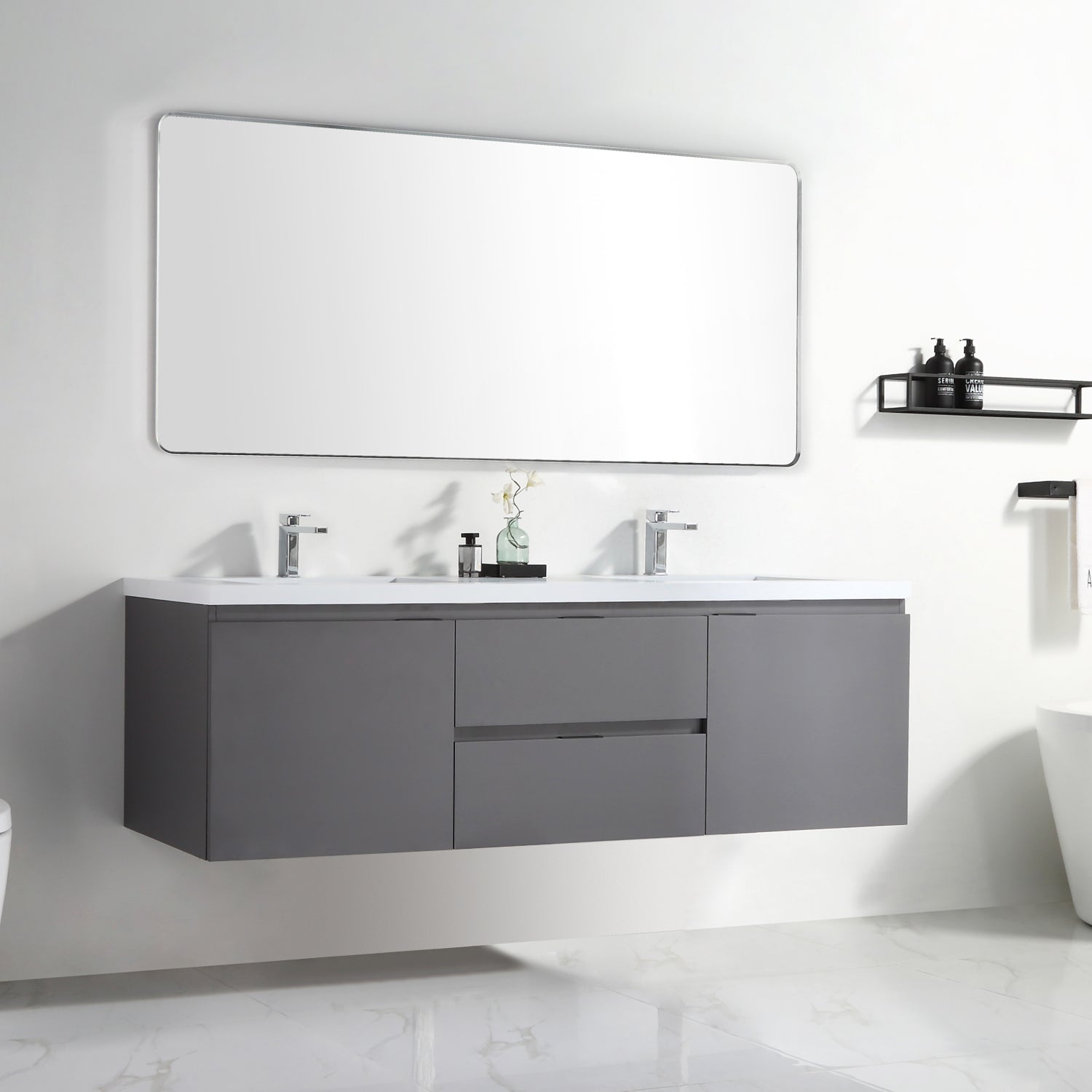 Logan 72" Double Vanity - Integrated Infinity Top