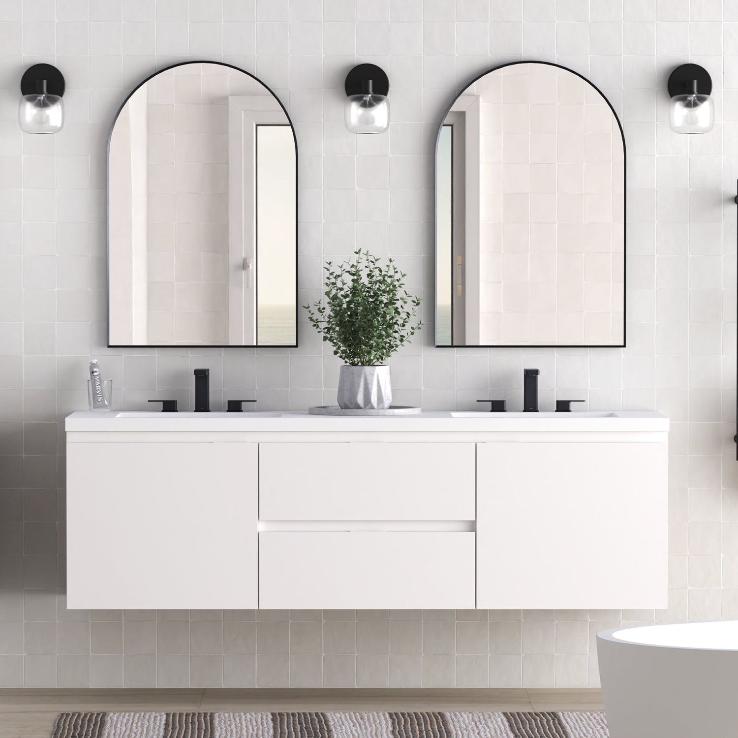 Logan 72" Double Vanity - Integrated Infinity Top