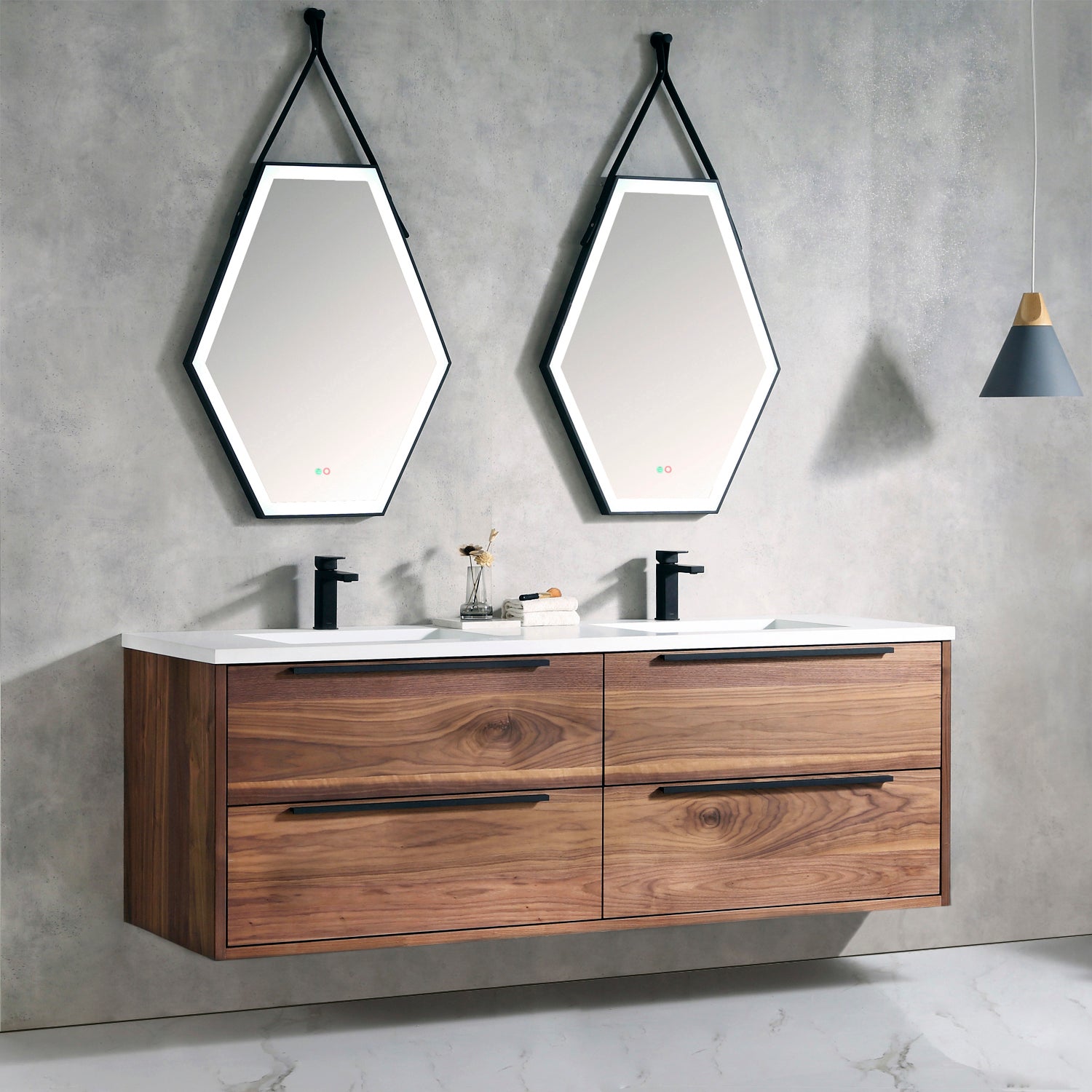 Parker 72" Double Vanity - Integrated Rectangular Top