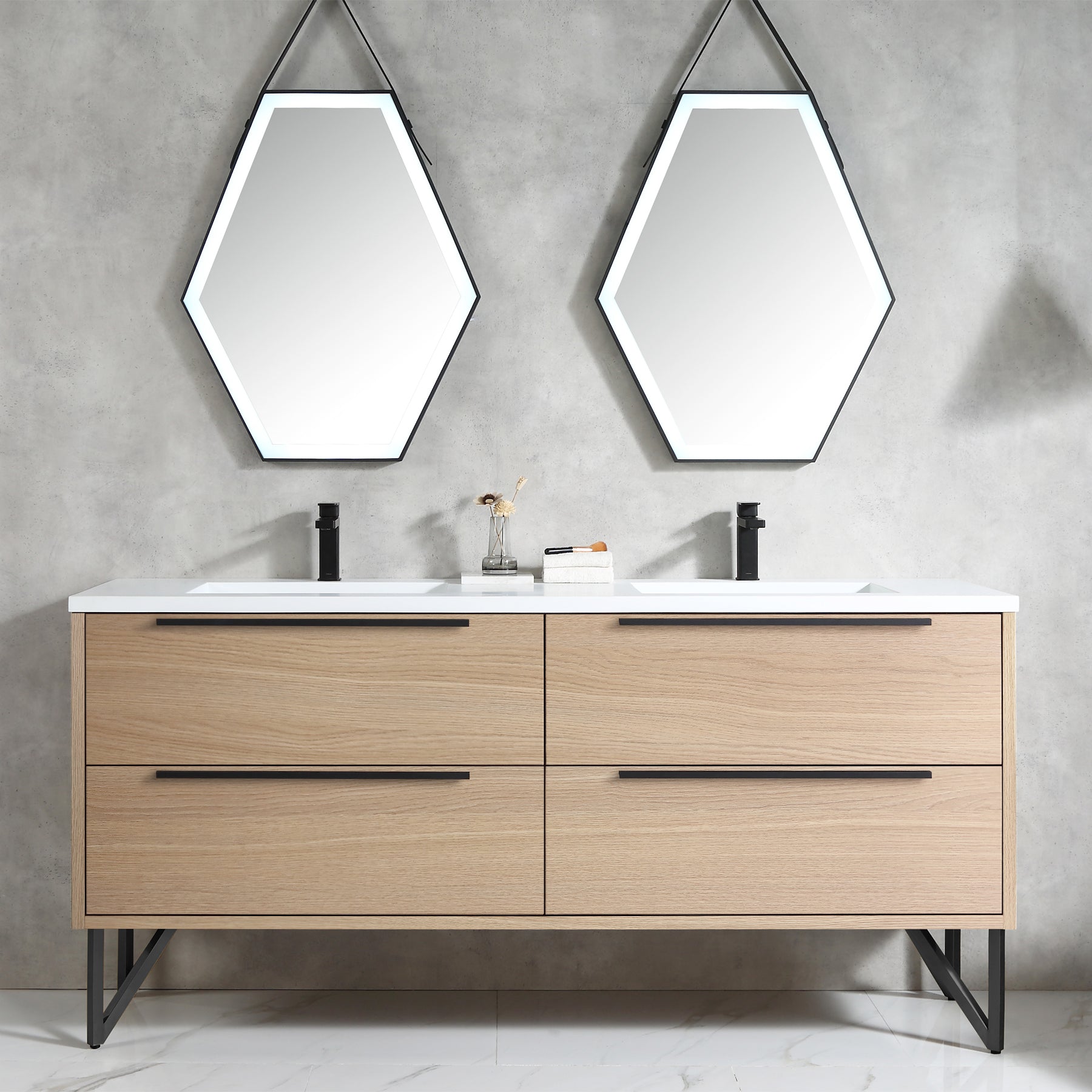 Parker 72" Double Vanity - Integrated Rectangular Top