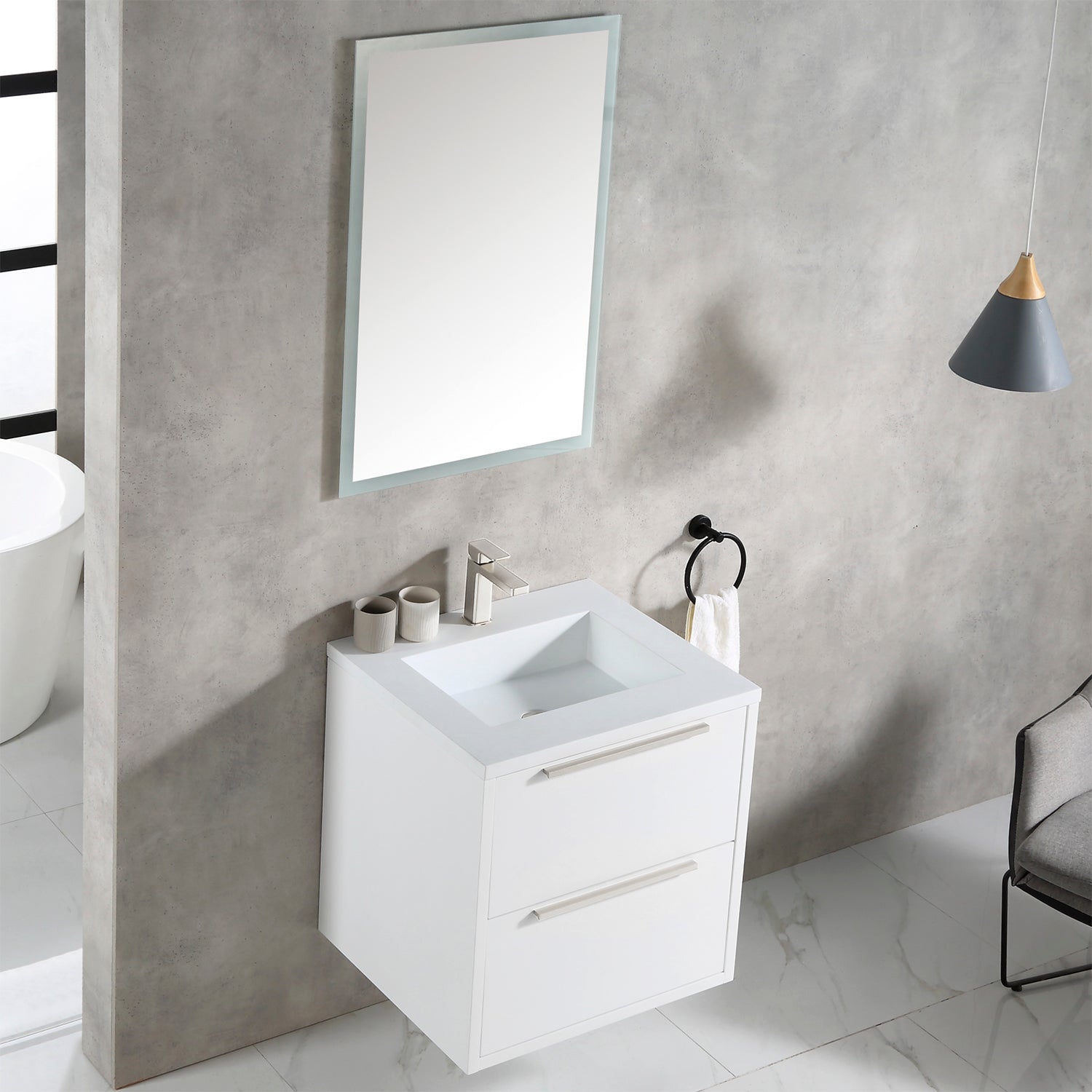 Vanity Parker 25 - Integrated Solid Surface - Rectangular