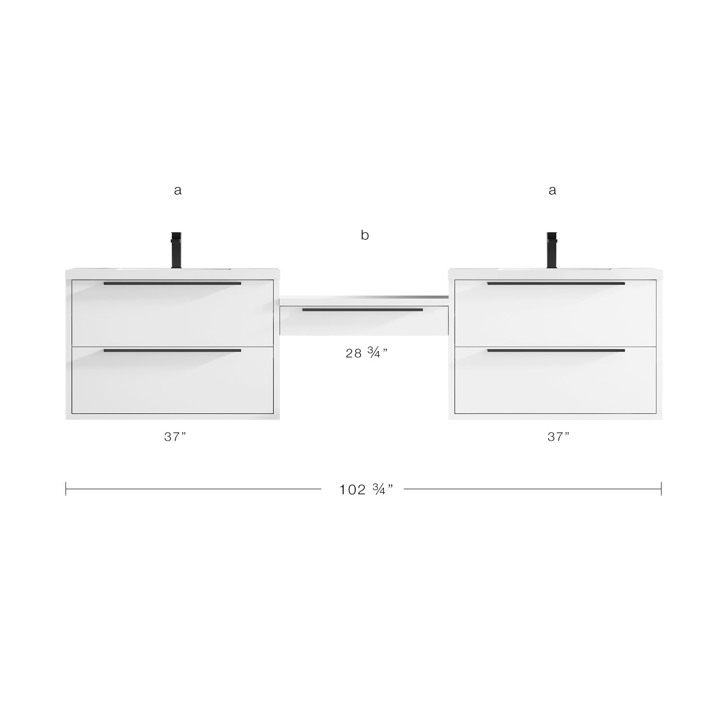 Parker Double Modular Vanity - Integrated Infinity Top