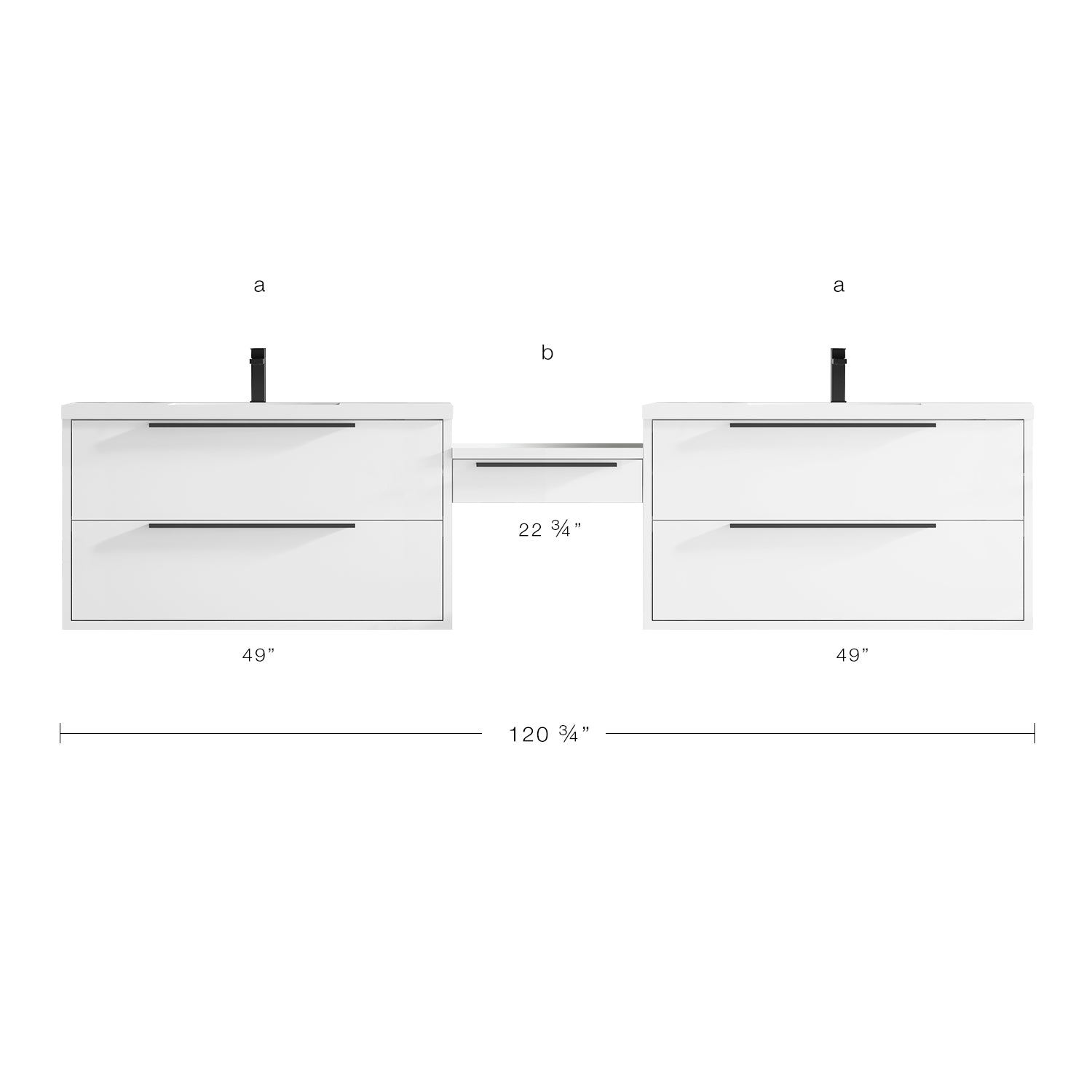 Parker Double Modular Vanity - Integrated Infinity Top