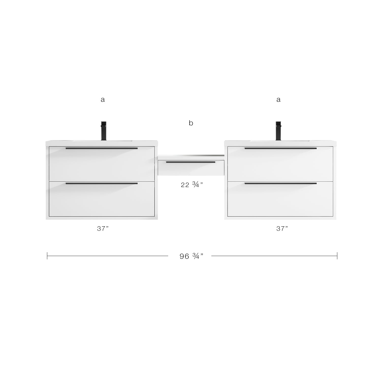 Parker Double Modular Vanity - Integrated Infinity Top