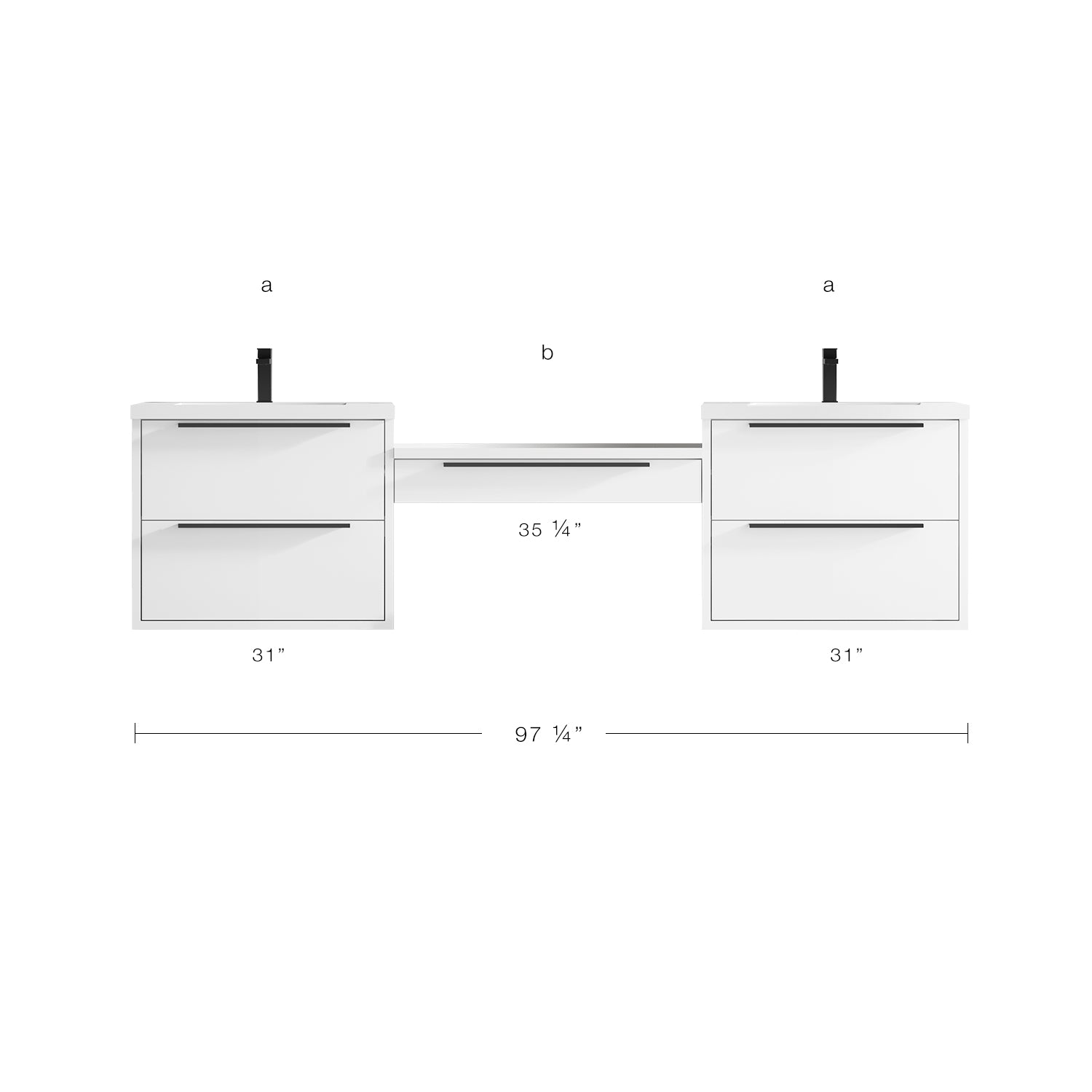Parker Double Modular Vanity - Integrated Infinity Top