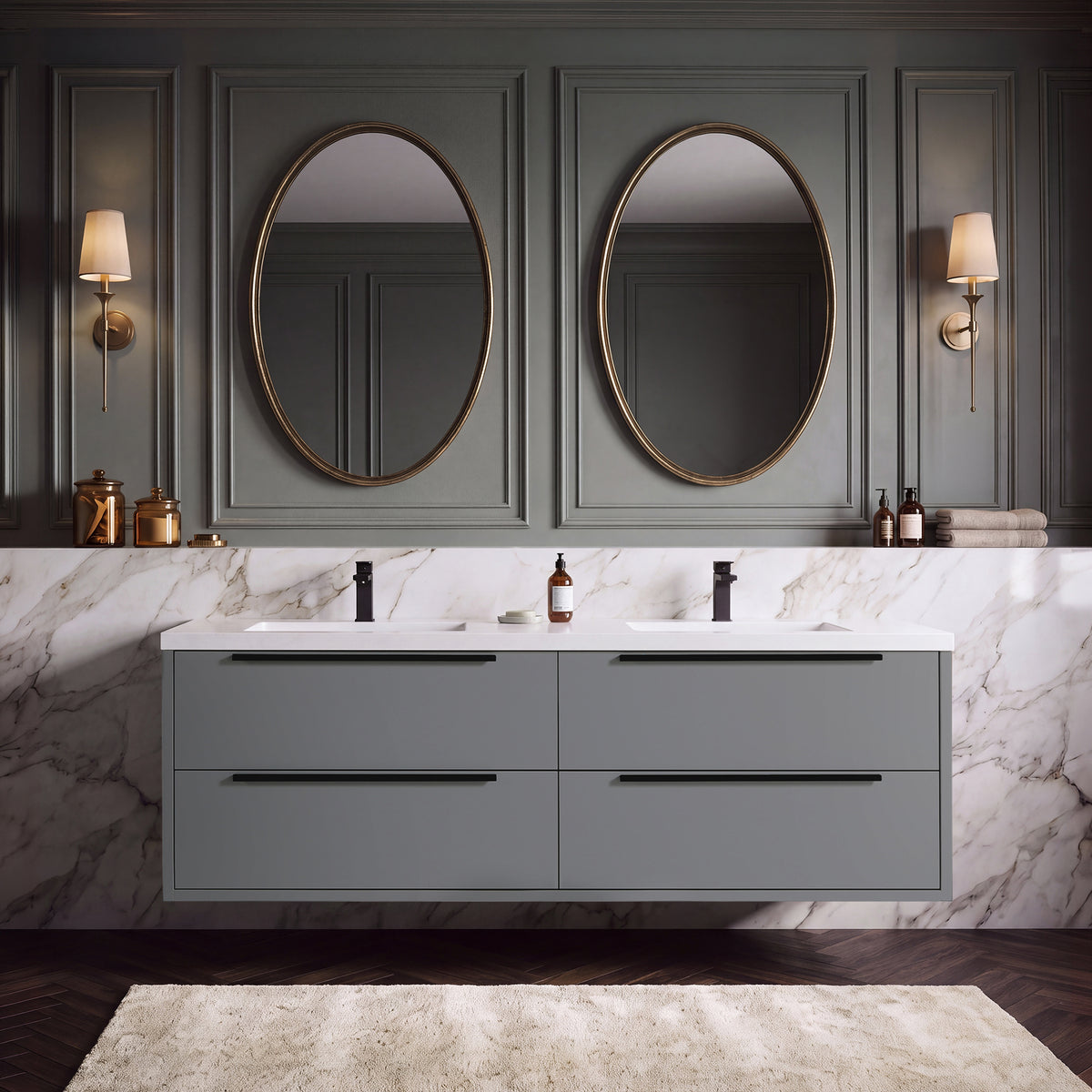 Parker 72" Double Vanity - Integrated Infinity Top
