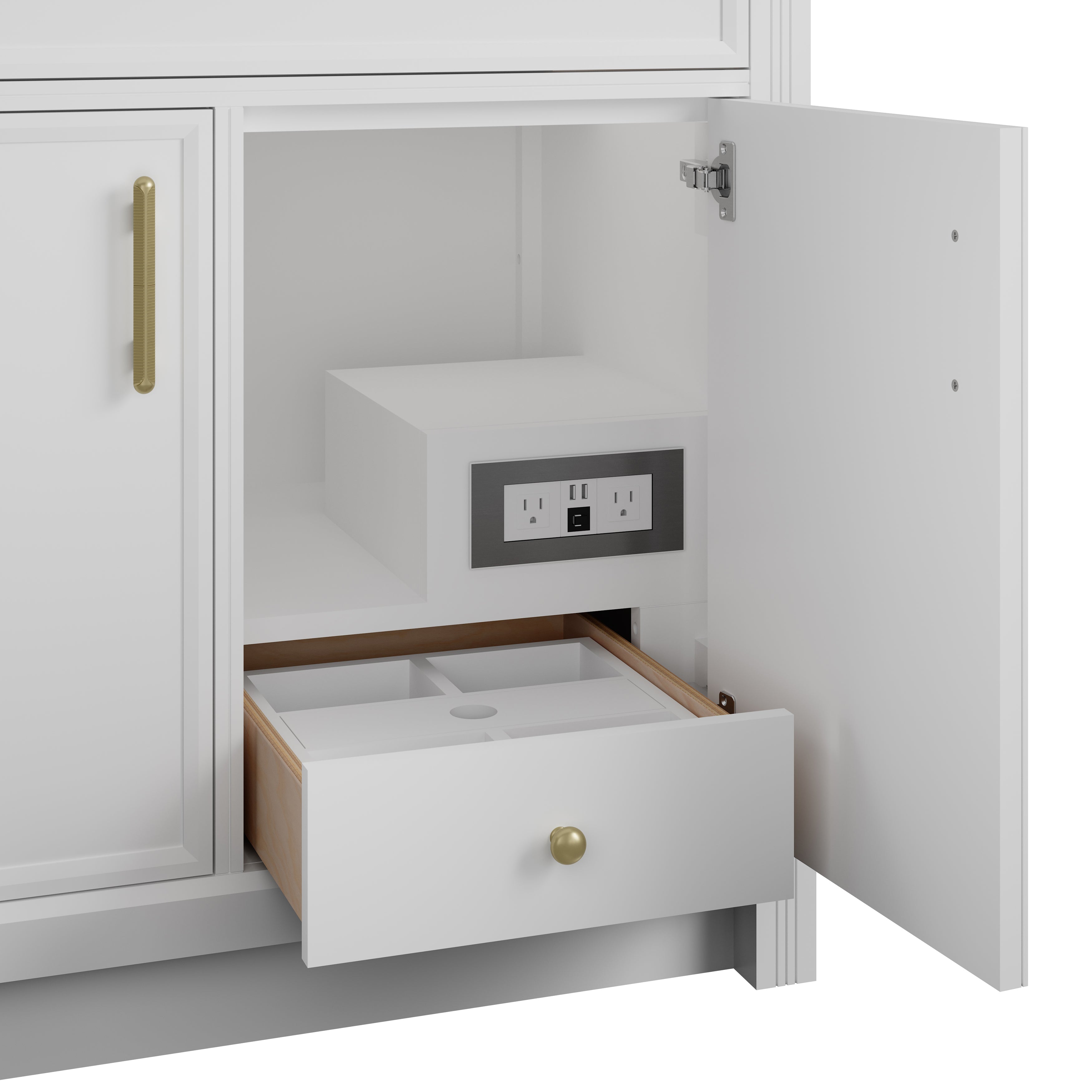 Bellshire 96" Dual Vanity Set with 24" Make-Up Counter - 3cm Stone Top