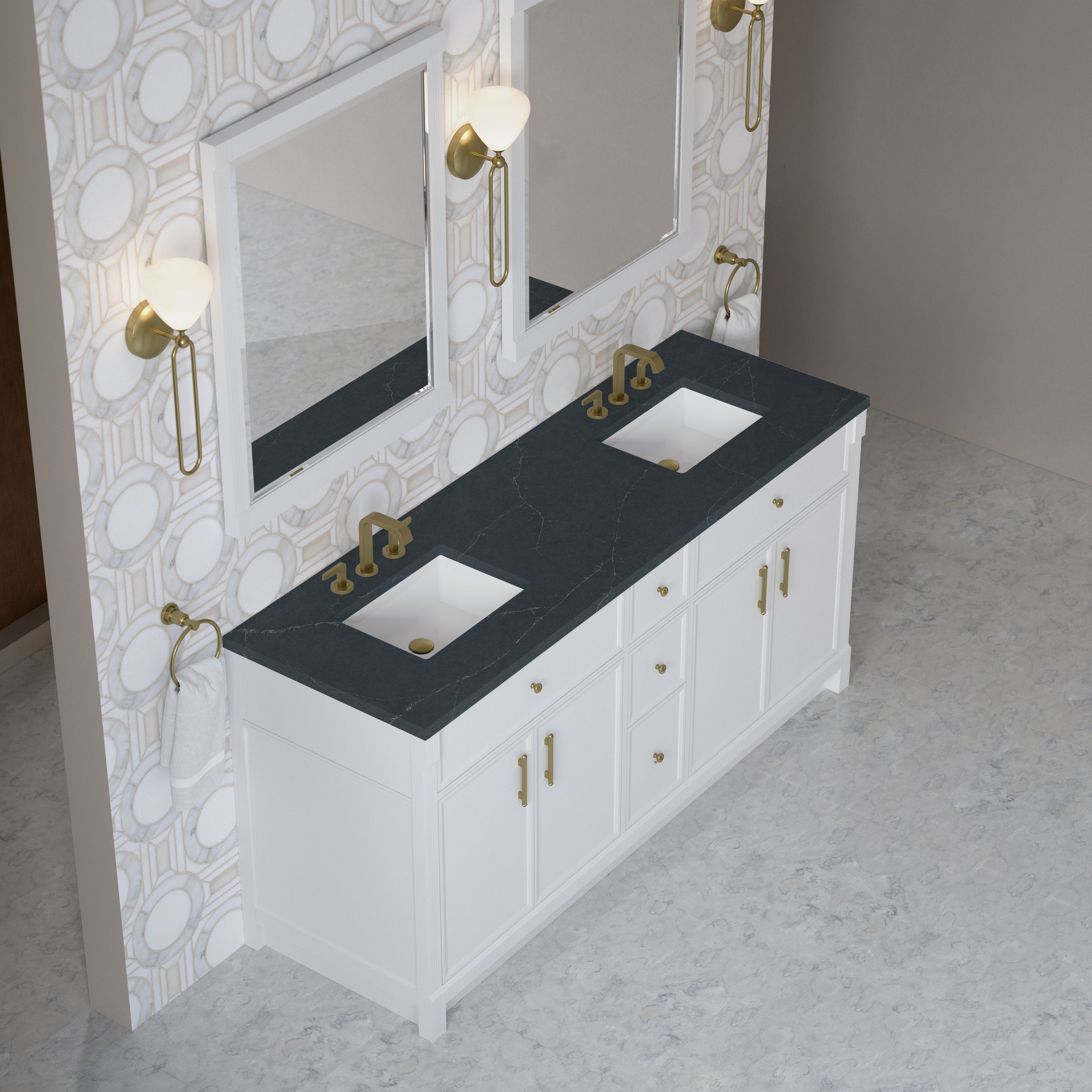 Bellshire 72" Double Vanity - 3cm Stone Top