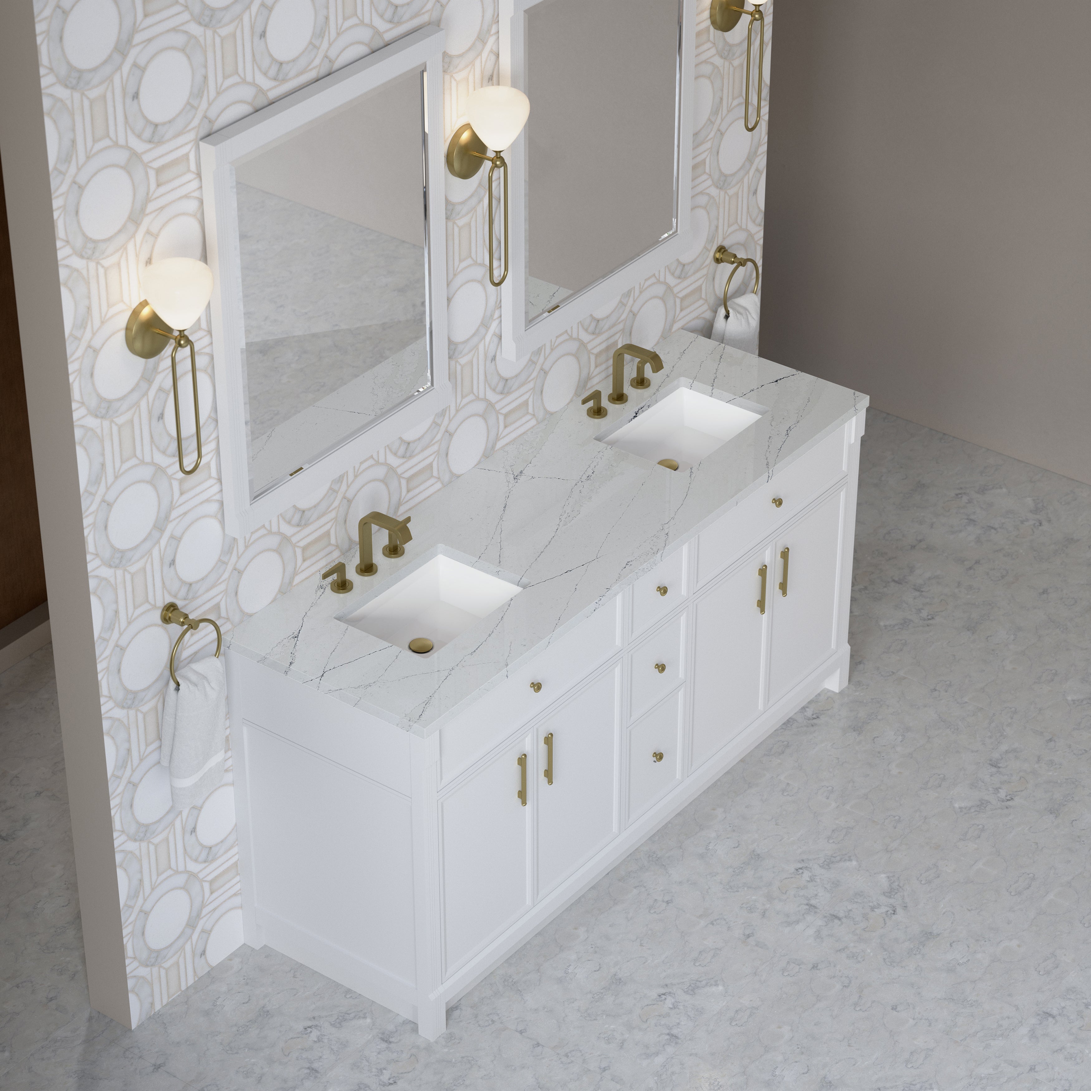 Bellshire 72" Double Vanity - 3cm Stone Top