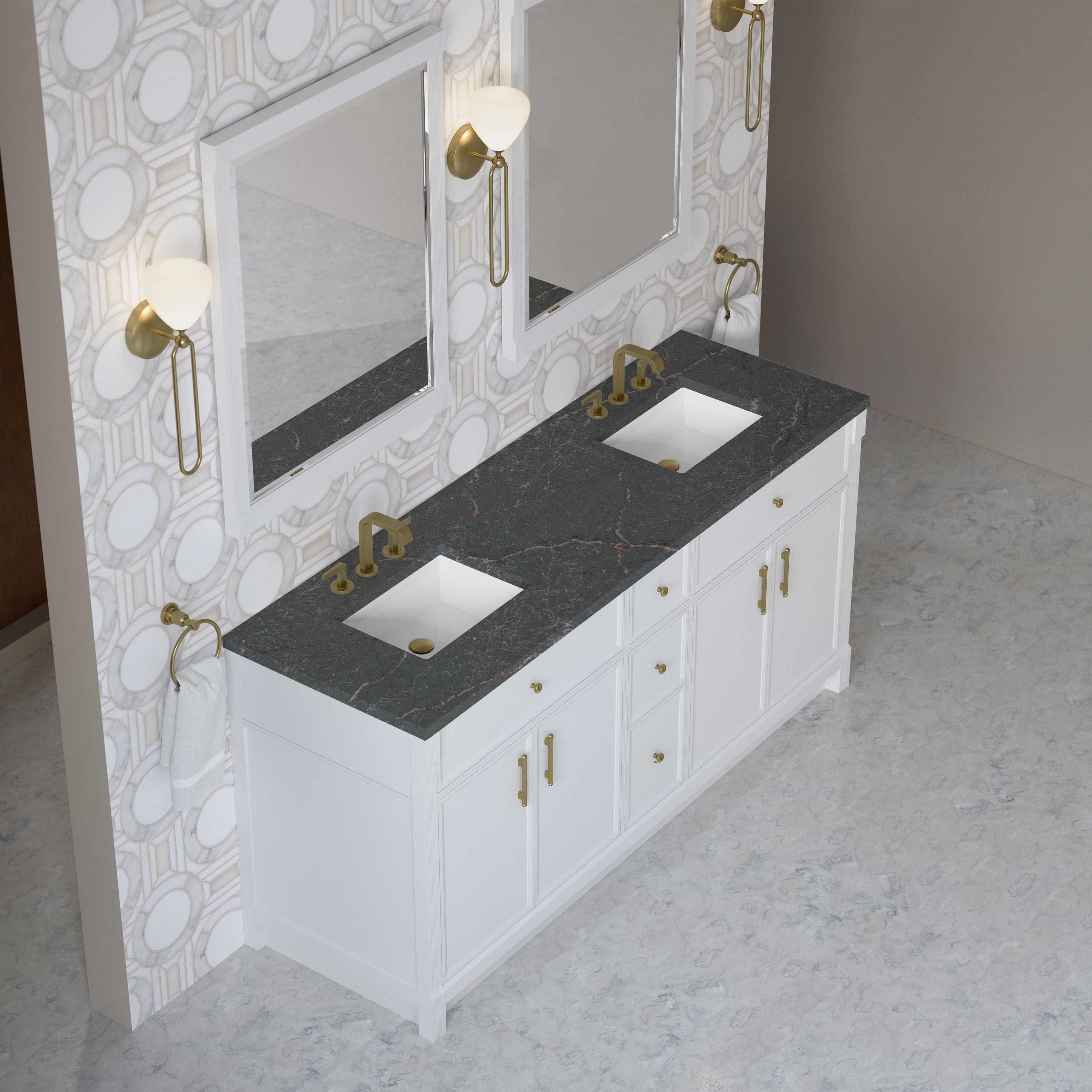 Bellshire 72" Double Vanity - 3cm Stone Top
