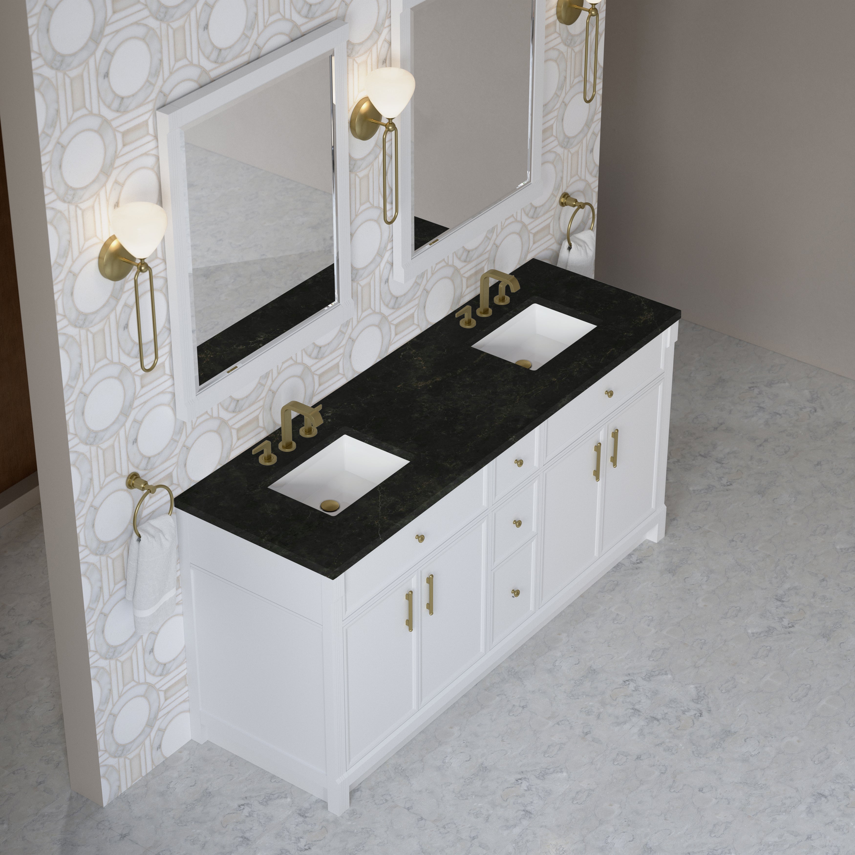 Bellshire 72" Double Vanity - 3cm Stone Top