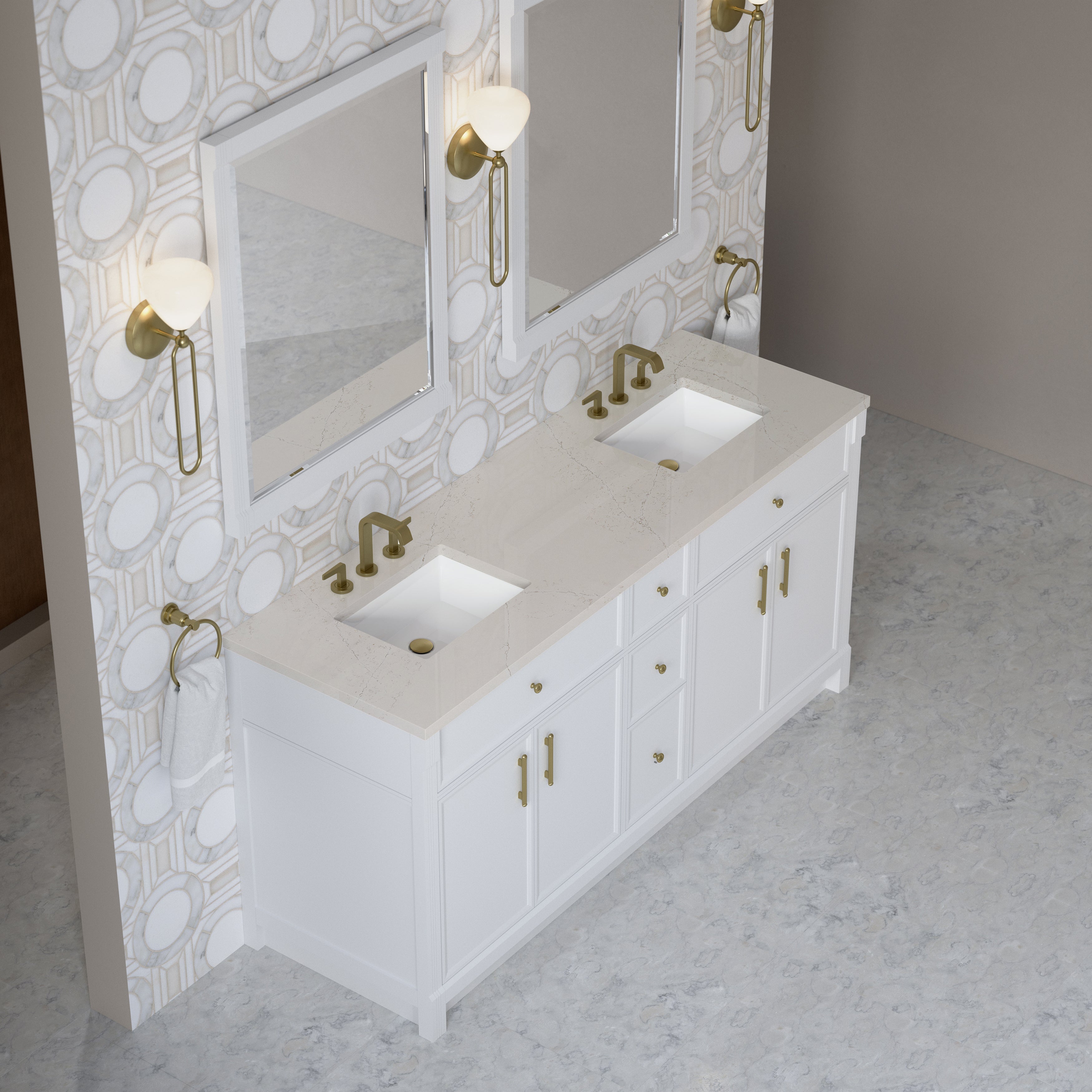 Bellshire 72" Double Vanity - 3cm Stone Top