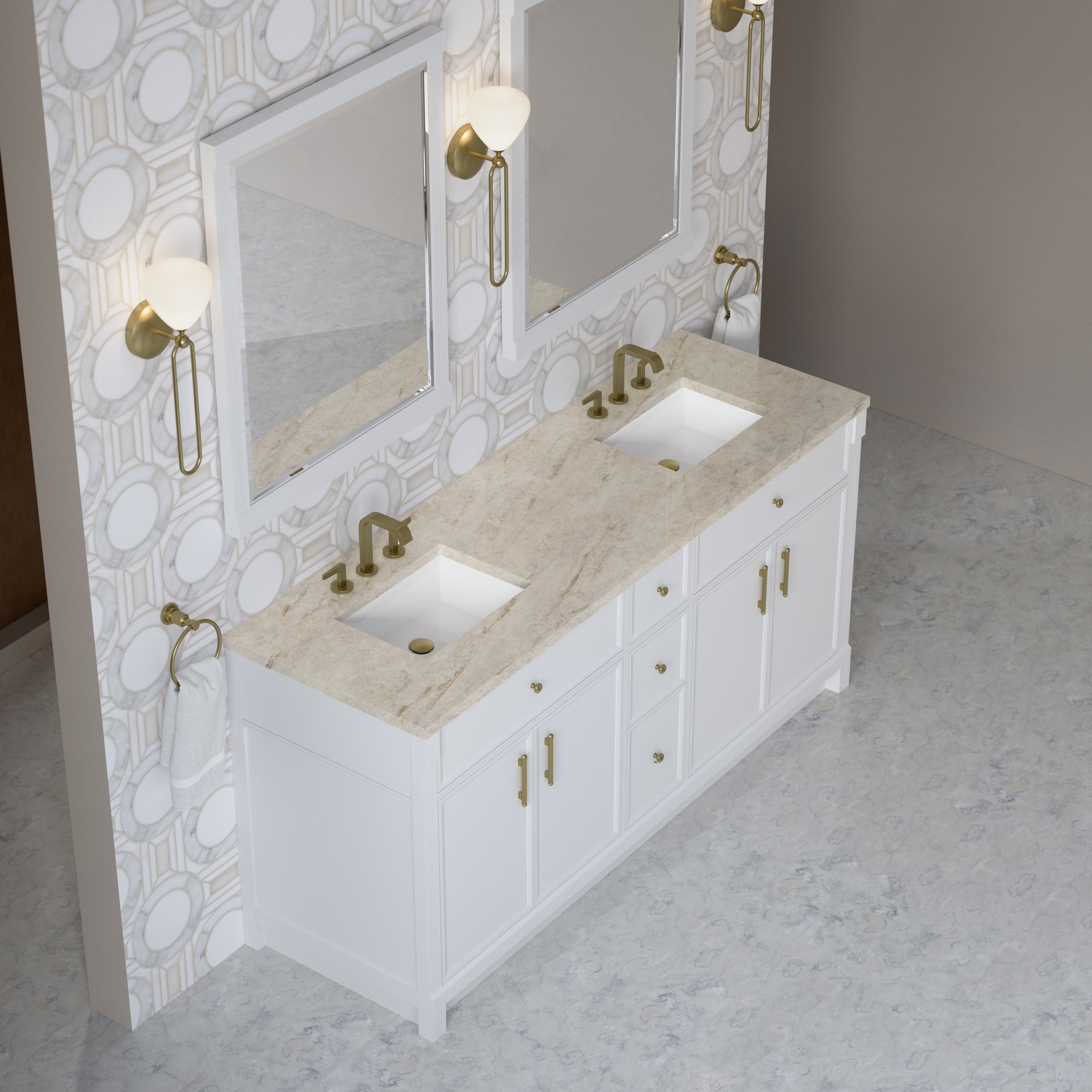 Bellshire 72" Double Vanity - 3cm Stone Top