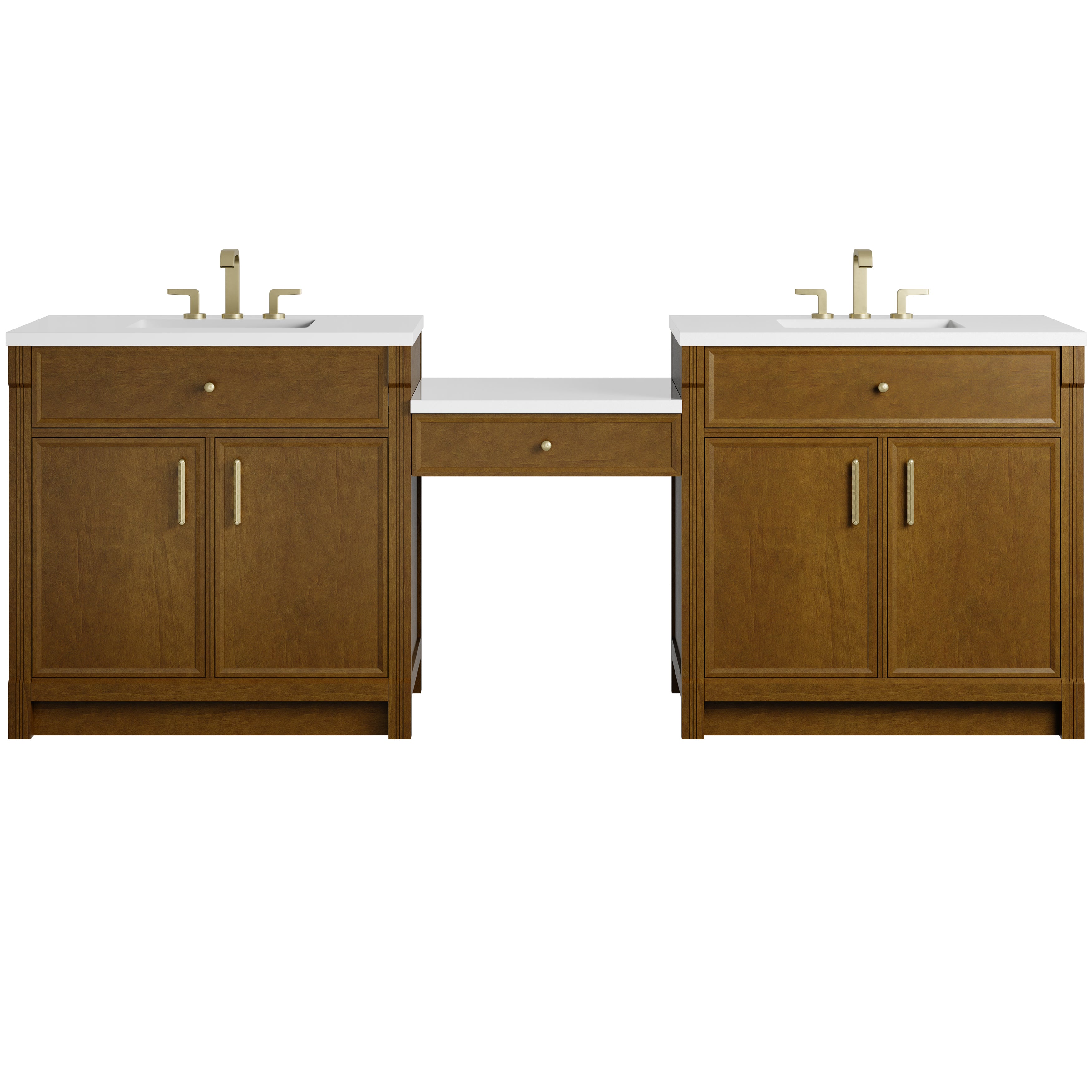 Bellshire 96" Dual Vanity Set with 24" Make-Up Counter - 3cm Stone Top