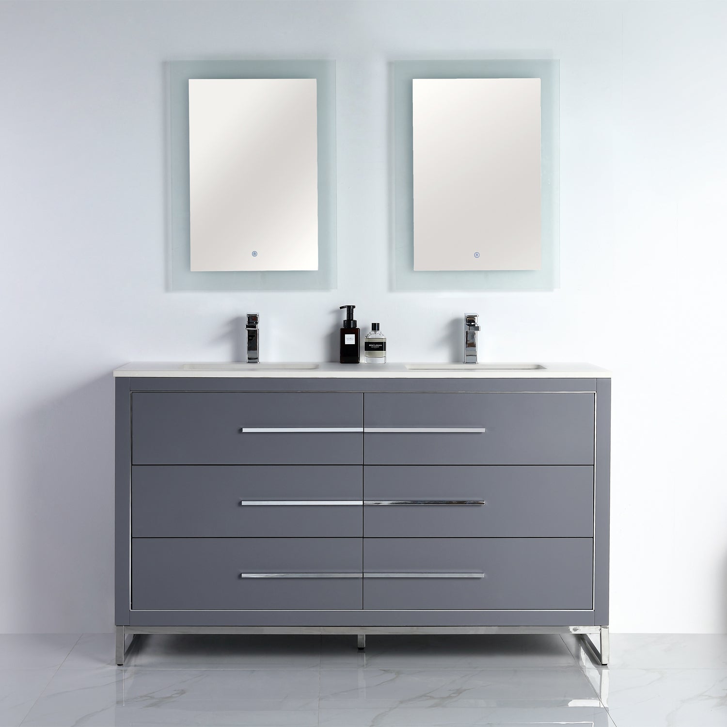 Adrian 60" Double Vanity - 2cm Artificial Stone Top